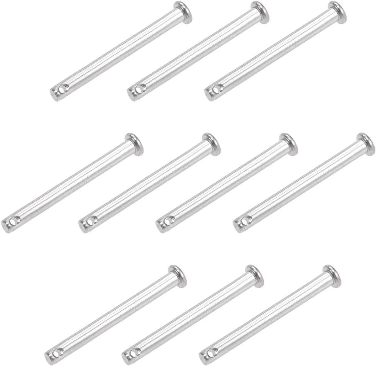 sourcing map 10 stuks platte kop enkel gat vorkkop pennen scharnierende pen 5mm x 50mm roestvrij staal 304