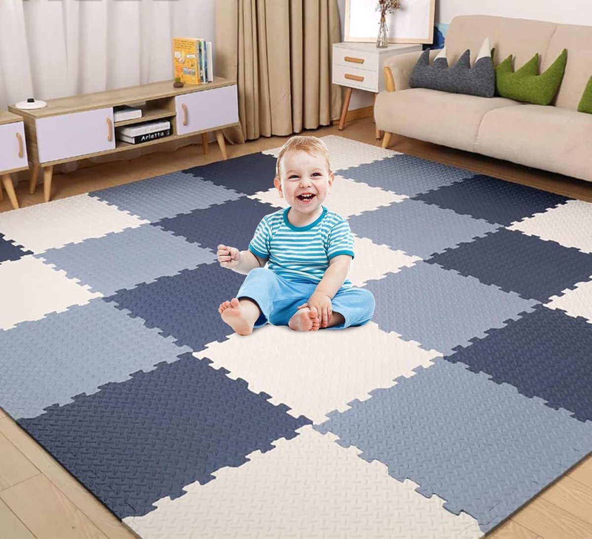 Puzzelmatten voor baby's, 18 delen, schuimrubberen mat, speelmat, vloerbeschermingsmat voor baby's, kinderen, 30 x 30 x 1,2 cm, 1,6 m² grote yogamat