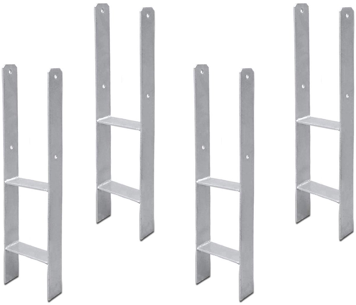 H-paaldrager: compact 81 mm H-anker, 600 x 60 mm – robuuste verankering voor palen (4 stuks)