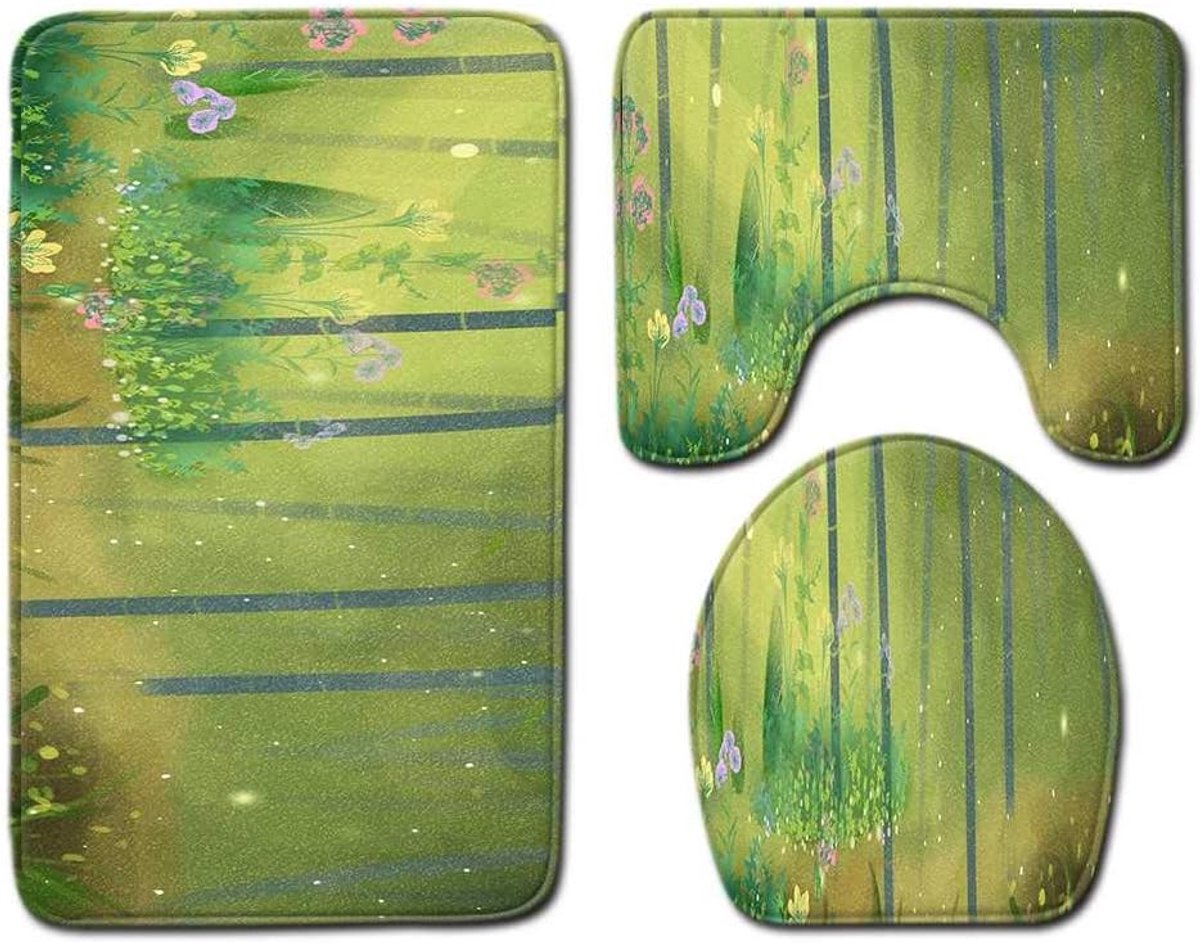 Mat, Toiletmat, Driedelige Badkamer Anti-slip Mat, Vloer Mat Tapijt Deurmat, Machine Wasbare Badkamer Tapijt 50cmx80cm