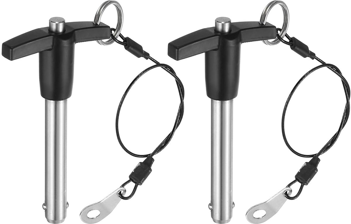 2 stuks T-greep vergrendelingspinnen, 10 mm x 50 mm snelsluitpennen gebruikslengte roestvrij staal drukknop-snelspanpen kogelvergrendelingsbouten