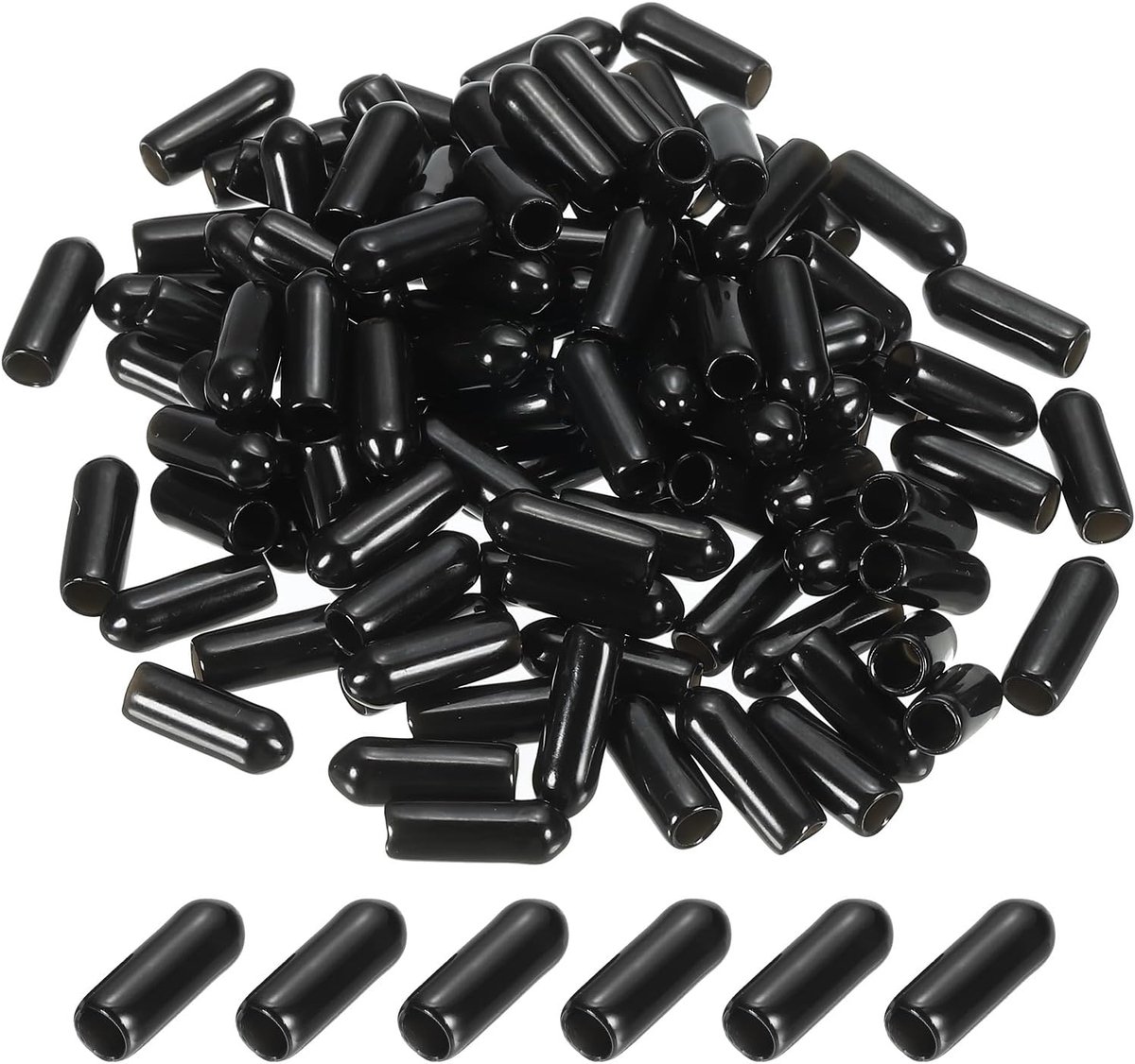 4 mm vinyl rubberen eindkappen, 150 stuks flexibele boutschroefafdekkingen, zwart