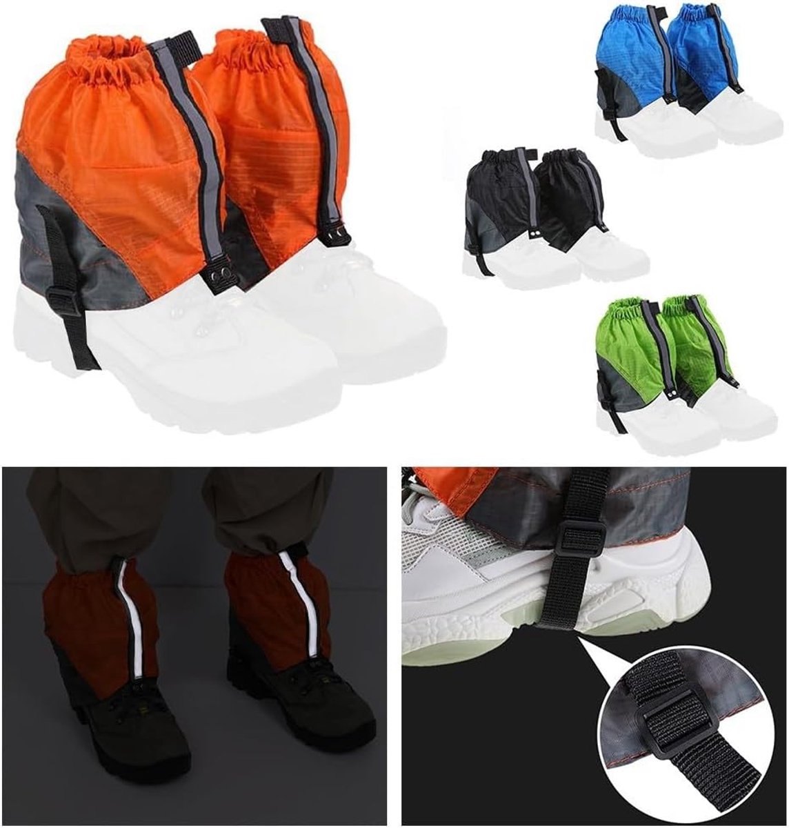 Reflecterende beenbeschermers voor wandelen, voethoezen, zandbestendig ontwerp (zwart)
