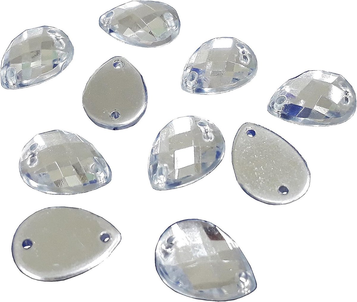 Strassteentjes om op te naaien, glitterstenen om te naaien, druppelset, 13 x 8 mm, kristallen acrylstenen, kristallen platte achterkant voor kledingstuk, knutselen, kleding en tas, decoratie