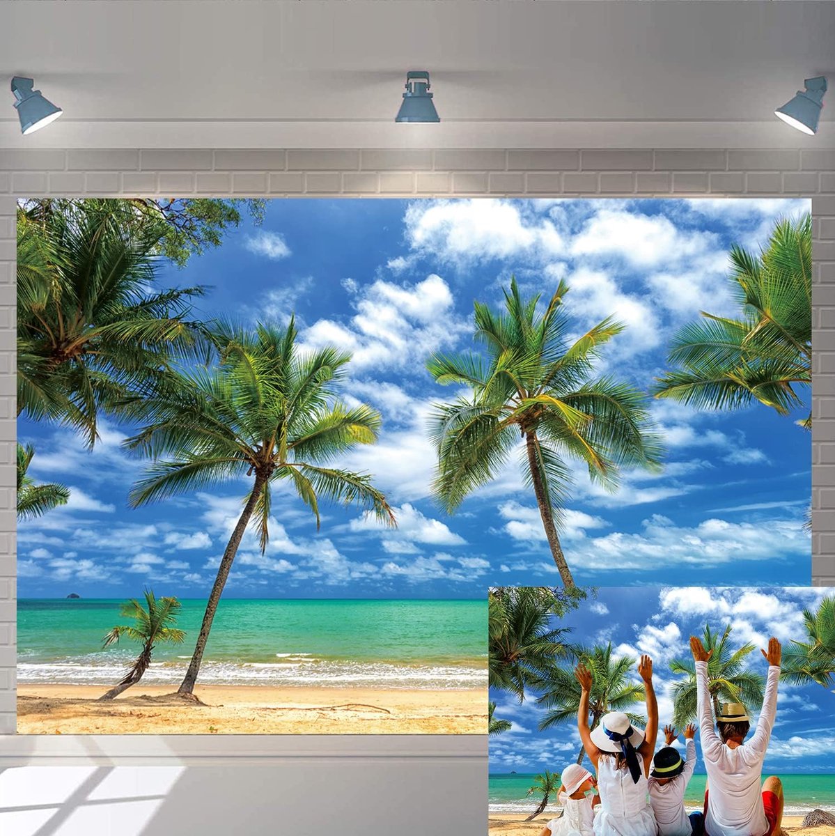 Strand Fotografie Achtergrond Kust Palmboom Oceaan Foto Achtergrond Hawaiian Luau Clear Sea Blue Sky Vakantie Reis Vakantie Kid Volwassen Foto Prop (8X6FT (240x180cm))