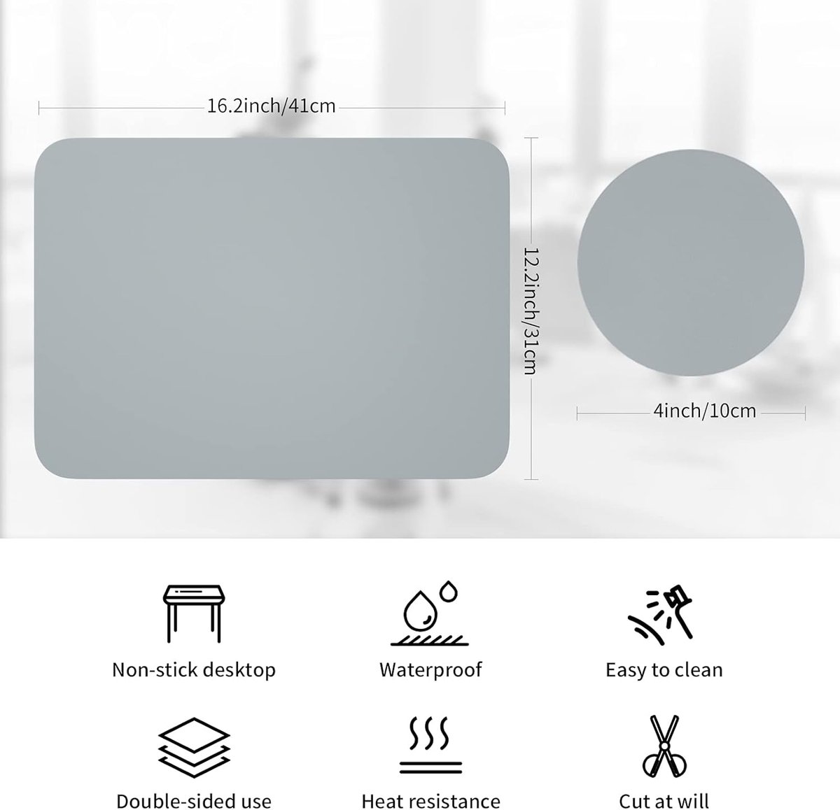 Placemats voor eettafel van 6, PU lederen tafelplacemats hittebestendige waterdichte antislip tafelmatten voor keukentafelrestaurant, gemakkelijk schoon te maken (lichtgrijs)