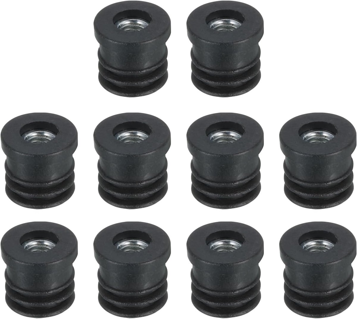 10 stuks zwarte inzetstukken voor ronde buizen met M6 draad, voor 16 mm/0,63 inch buitendiameter, schroefdraadbussen van kunststof, voor wielmontage, stoel-eindkappen, stopfen voor