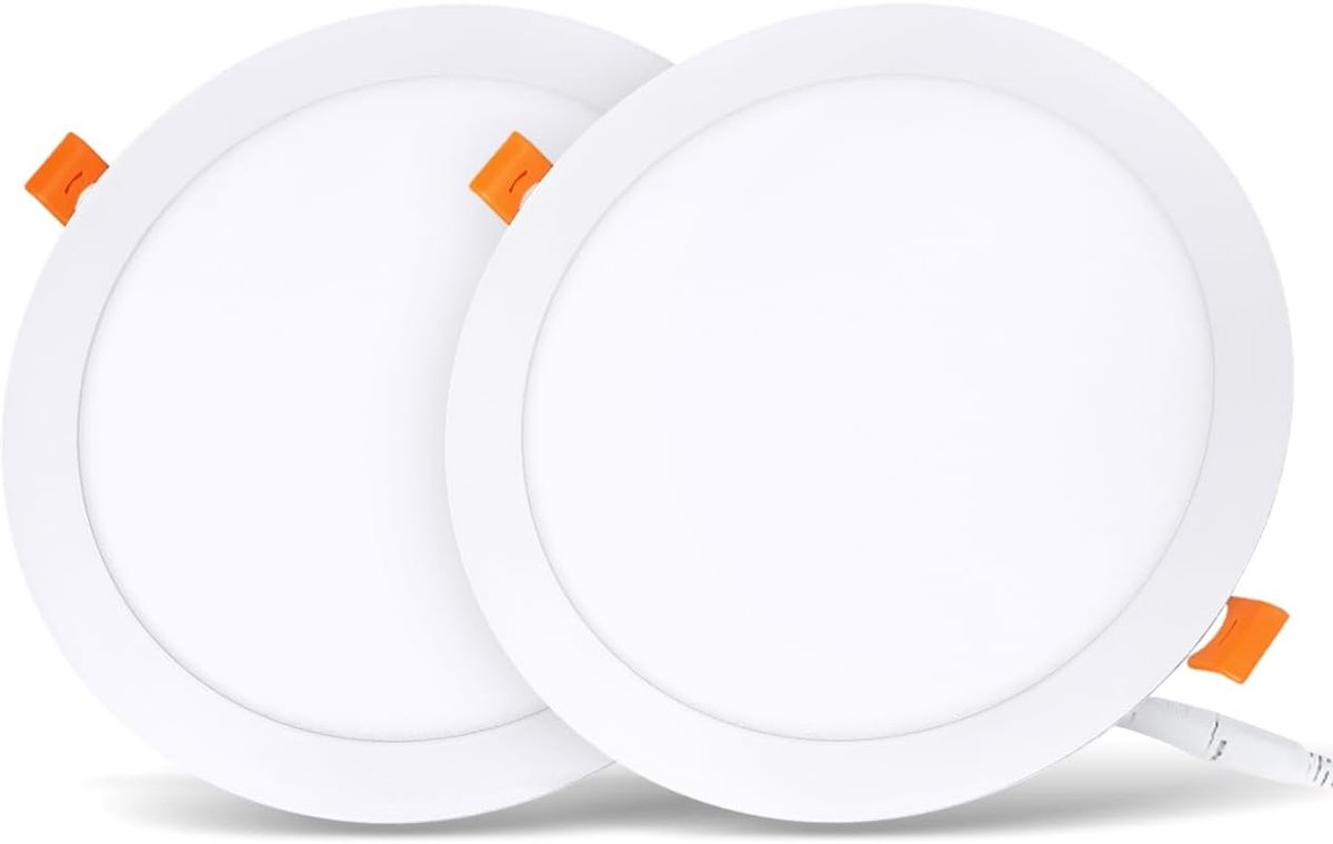 2 x ultraslim LED-inbouwlampen, ronde plafondlamp met drivers, neutraal wit, 4000 K, downlight/inbouwspots, set van 2 stuks