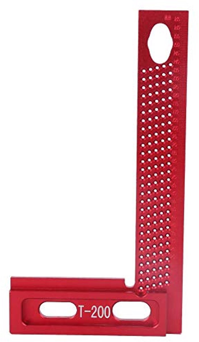 200 mm/7,9 inch gatenliniaal, T-200 nauwkeurige slijtvaste T-vormige regel, aluminium houtbewerkingsliniaal rood