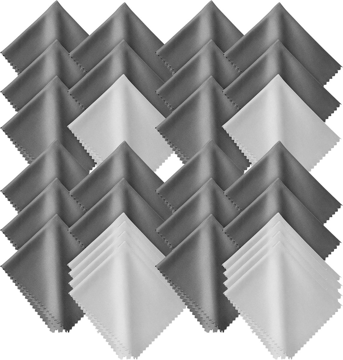 Brillen Reinigingsdoek Microfiber Reinigingsdoeken 30 Pack voor het Reinigen van Brillen (6"x7", 10 Wit + 20 Donkergrijs V0693)
