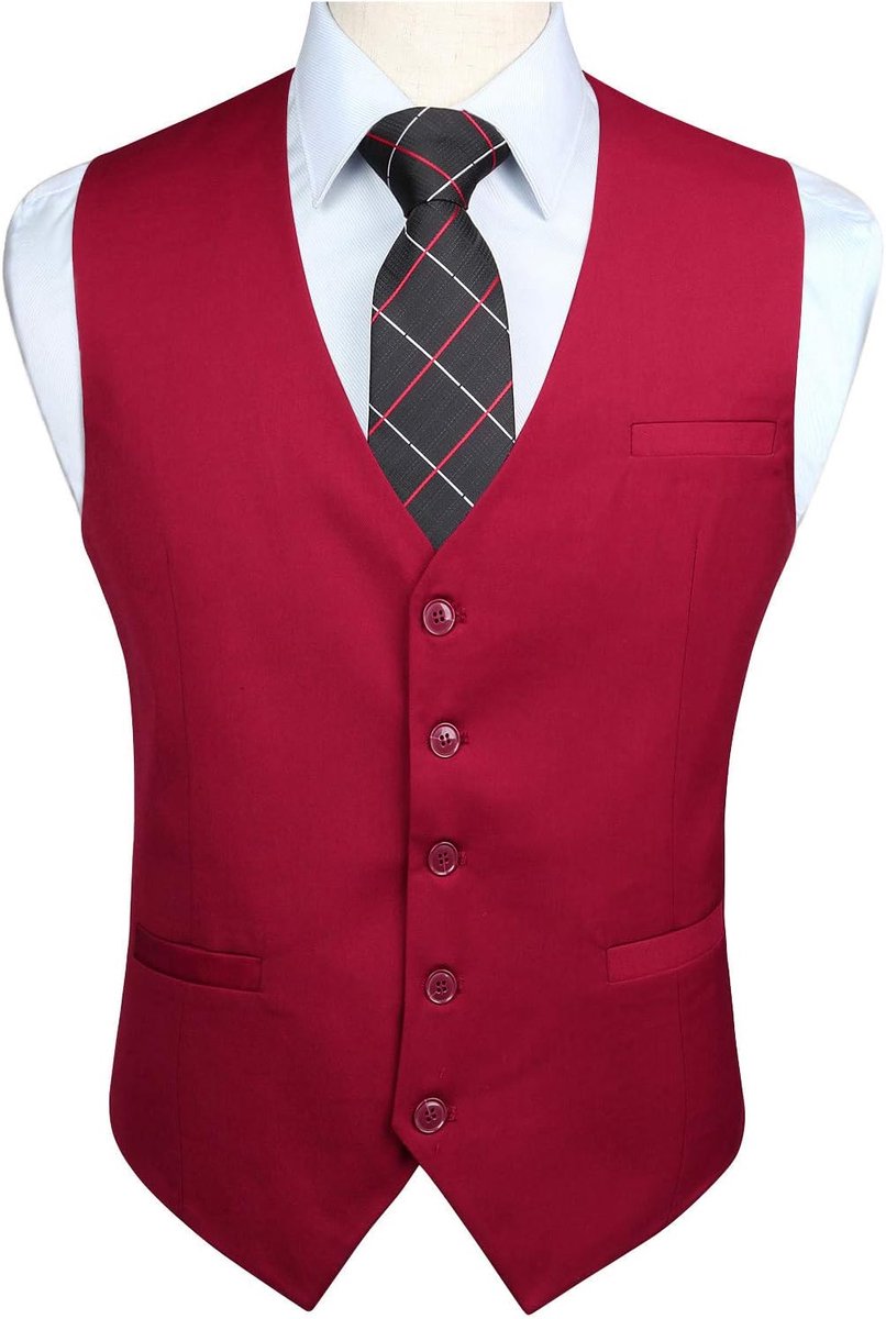 Gilets voor bruiloften, voor smoking, zakelijk pak, vest met zakken, effen kleur, maat XS-4XL
