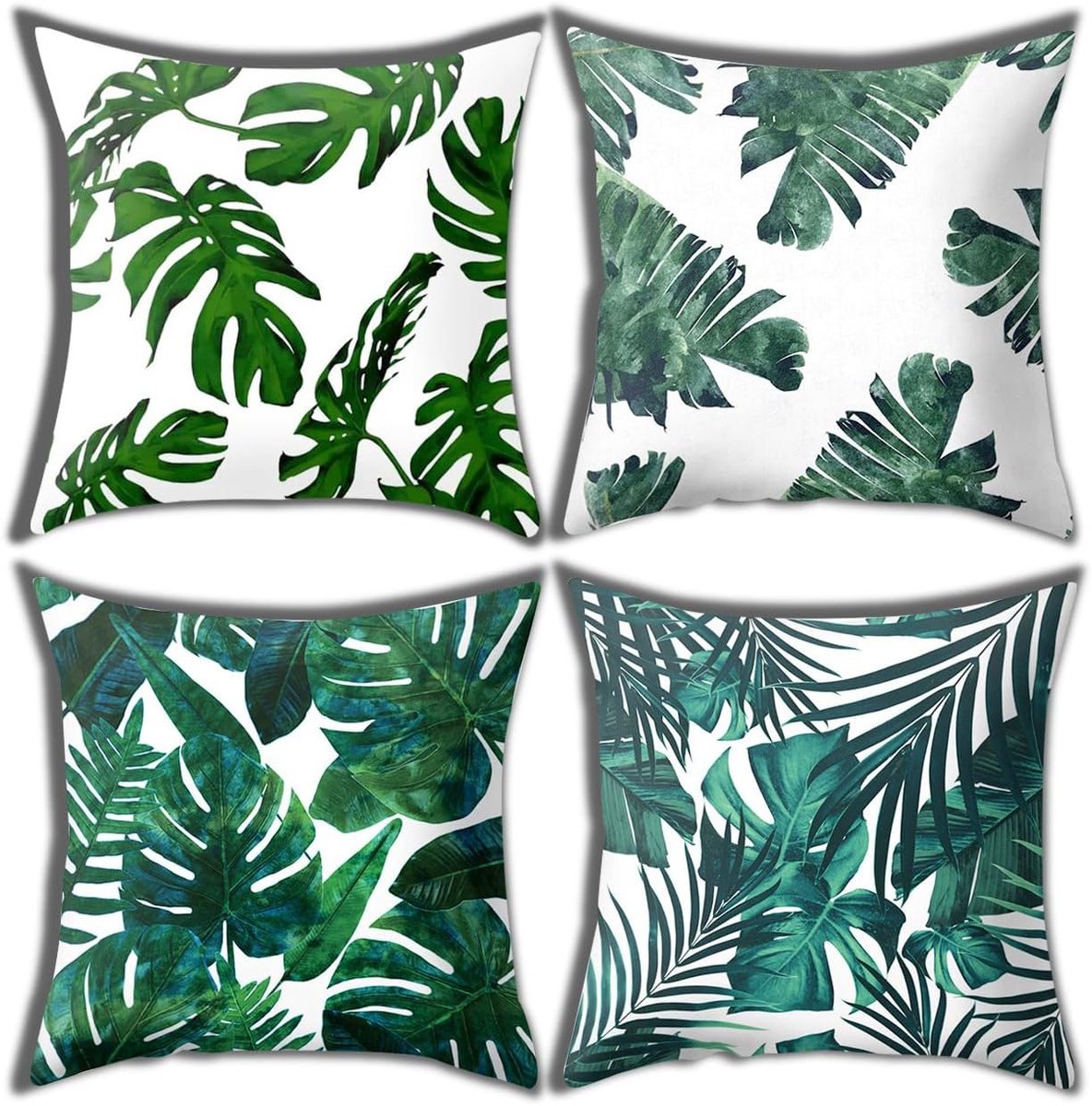 4 stuks plantenkussenhoezen, waterdichte kussenhoezen voor buiten, bankkussen, kussenslopen voor buiten, woonkamer, bank, slaapkamer en andere decoraties (45 x 45 cm)