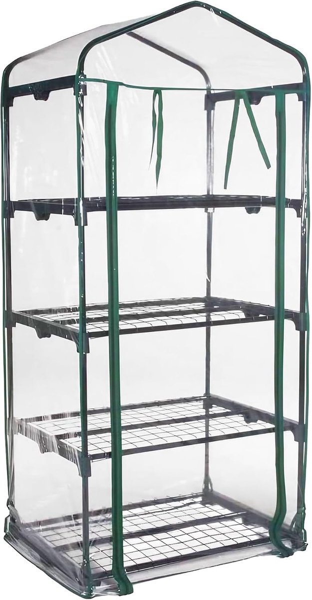 Broeikas voor het balkon, behuizing van polycarbonaat en transparant pvc-zeil, geschikt voor wintergewassen, afdekking voor planten en bloemen (4 etages)