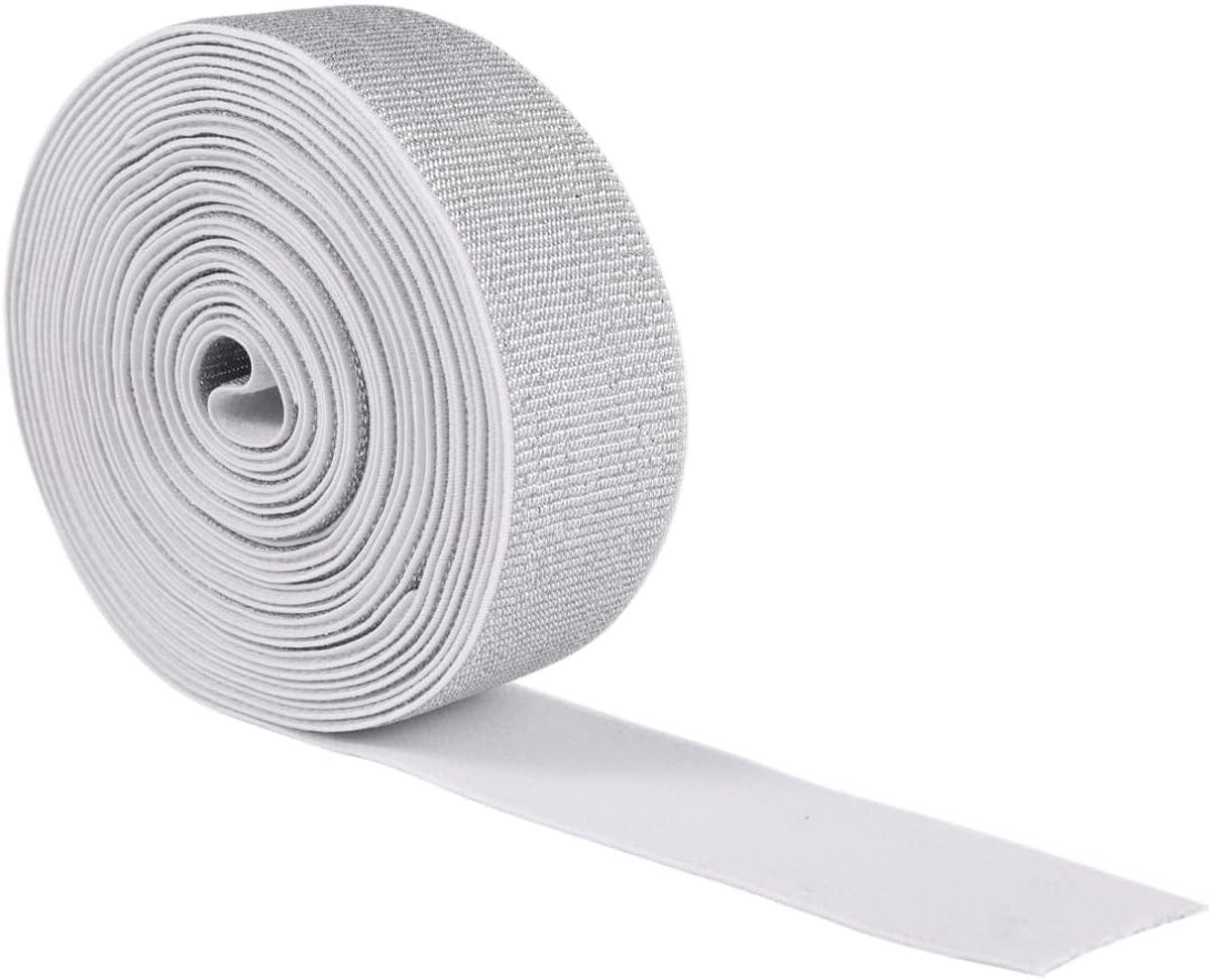 5M Goud Zilver Glitter Elastieken Tailleband voor Schoenen Kledingstuk Broek DIY Naaien Kleding Accessoires 30 / 40 / 50 mm (Zilver, 40 mm)