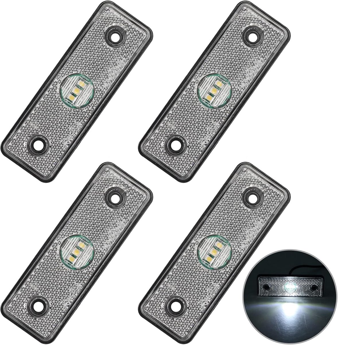 Zijverlichting voor vrachtwagen, aanhanger, tractor, aanhangerverlichting, zijmarkeringslicht, positielicht, zijverlichting, E-getest, IP67 waterdicht, universeel 12 V 24 V, wit
