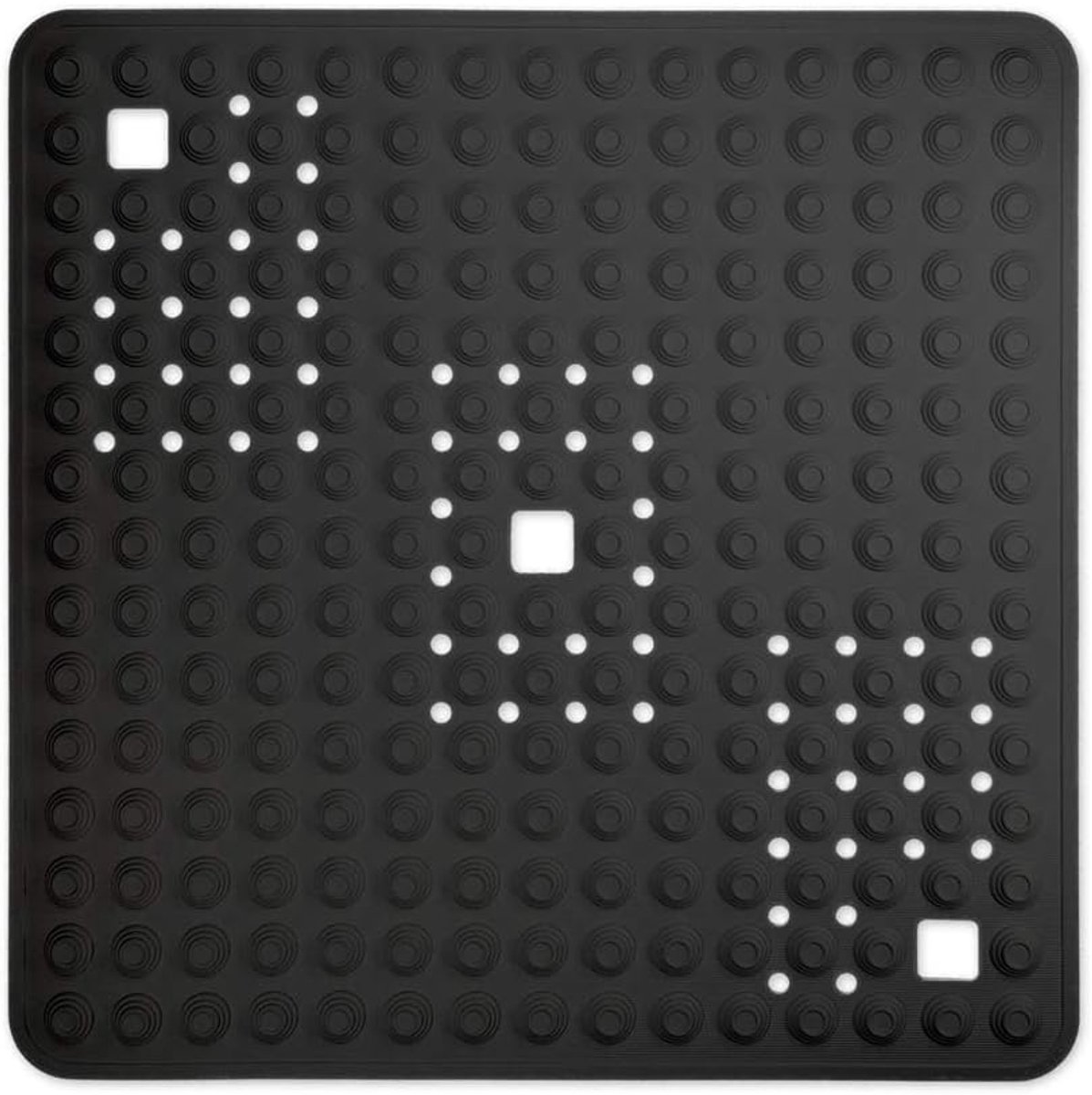 zwart/vierkant: 60x60 cm - zeer anti-slip & zeer robuust - anti-slip mat voor douche of bad - wasbaar op 60°C