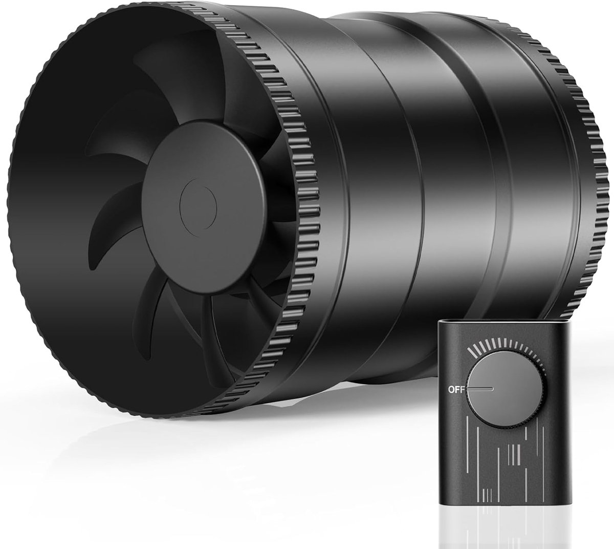 150 mm Buisventilator, regelbaar, 587 m³/uur, afvoerventilator, upgrad-controller, kanaalventilator voor badkamer, serre, kweektenten, kelder, keuken, zwart