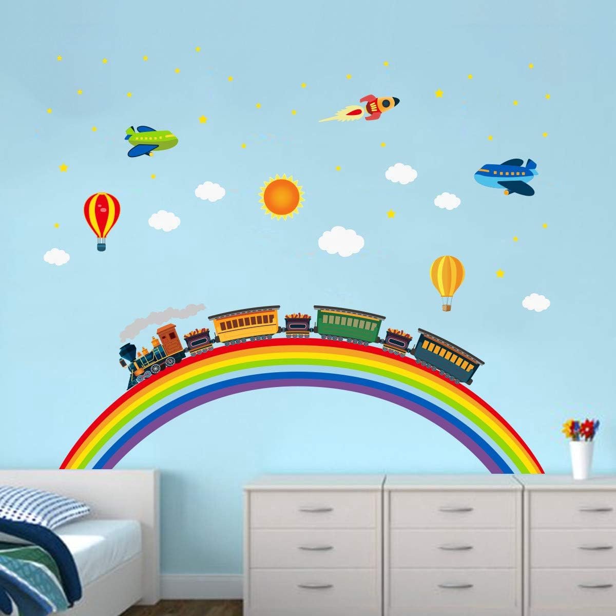 Muurstickers doe-het-zelf raketvliegtuigen muurstickers voor kinderen, kinderkamer, slaapkamer, woonkamer