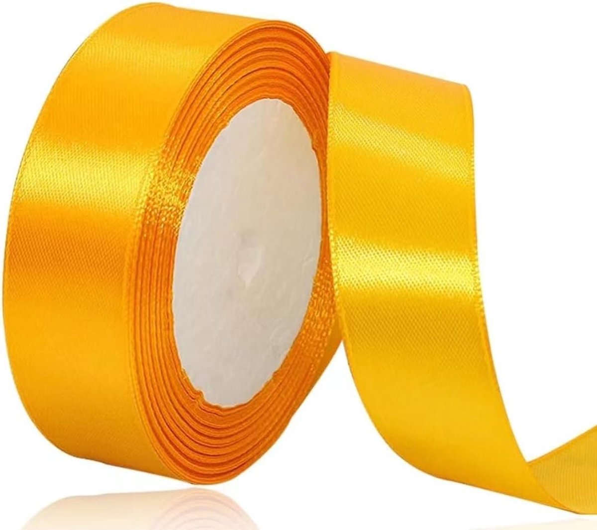 Geel 25 mm breed, 23 meter satijnen linten geel stof lint voor ambachten, kransen, bruiloftsdecoratie, Kerstmis, haarbogen, boeketten, verjaardag en cadeauverpakking