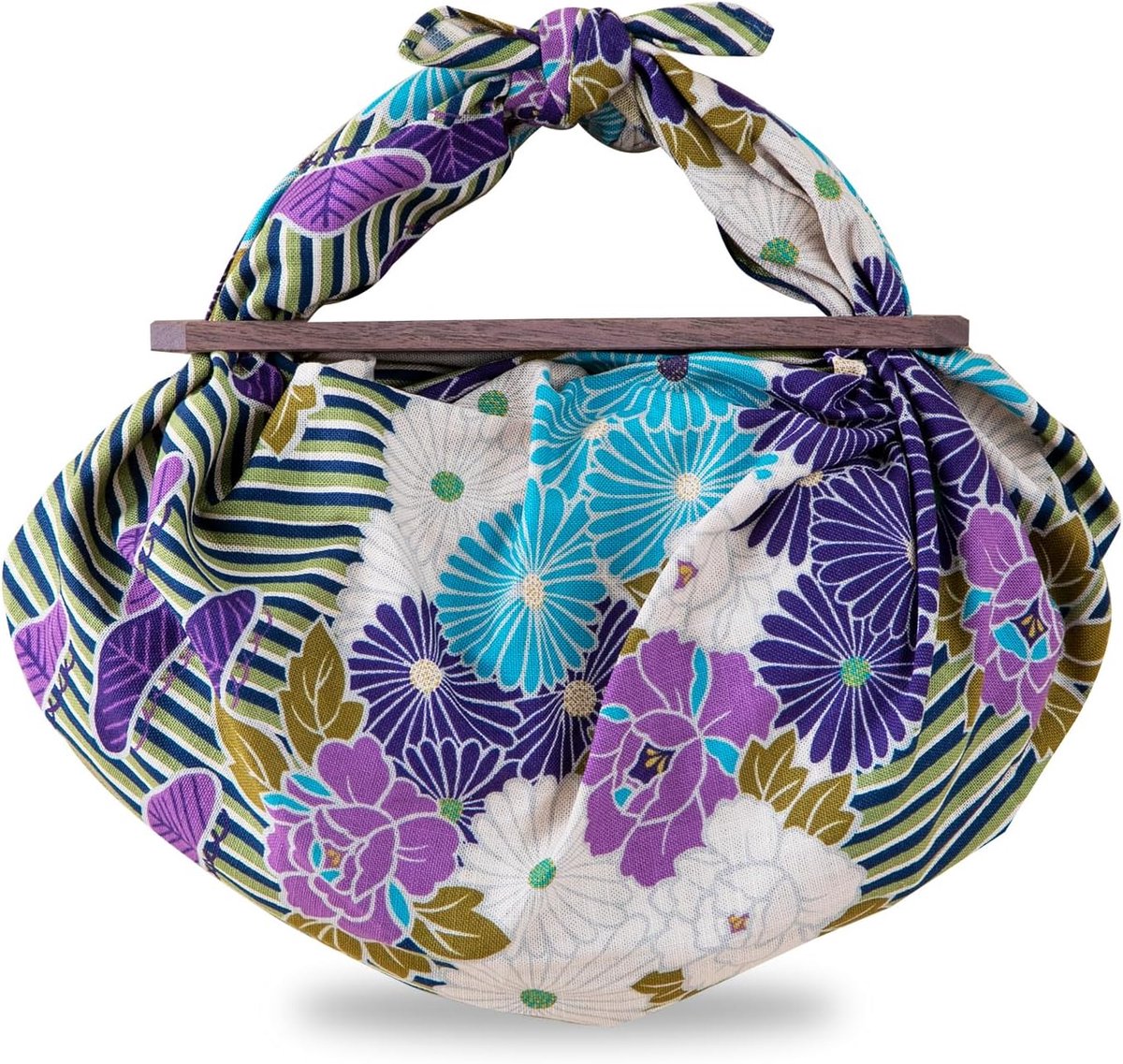 Inpakdoek Tas (Retro Bloem) Gemaakt in Japan 100% Katoen Japanse Kimono Desigh Gift Wrap Tapestry Tas Doek, Furoshiki Tas Set Paars/70 cm, 70 cm, Furoshiki Tas Set Paars/27.5", 27.56 inches