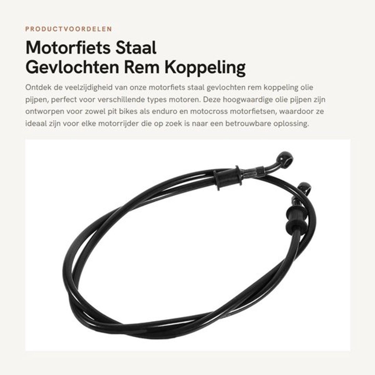 Remkoppeling 50cm-120cm - Roestvrij Staal/PVC - Schijfrem-ombouwgereedschap - Verbeterde Remgevoeligheid - Geschikt voor Motorfietsen - Remslang