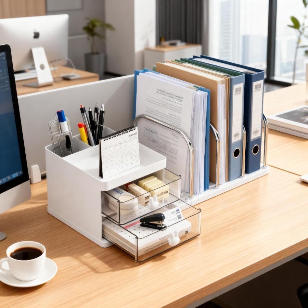 Multifunctionele Bureau Organizer met Pennenhouder, Ruimtebesparend en Ideaal voor Kantoorbenodigdheden en Organisatie