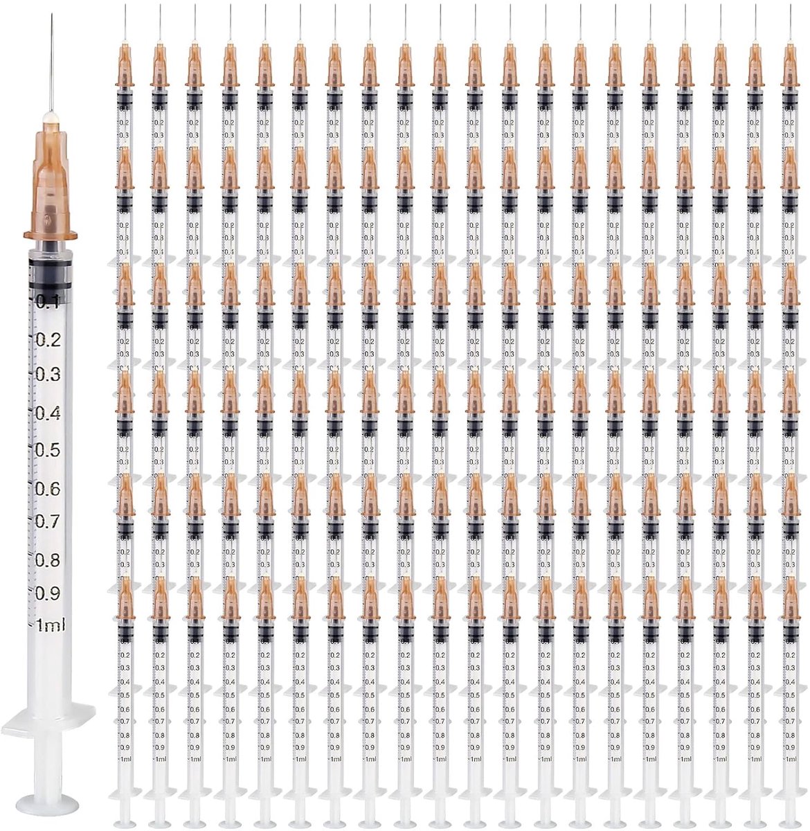 SnelShoppen - 100 Stuks 1ml Plastic Syringe Set - Disposable Syringes voor Vloeistoffen - Duidelijke Schaal - Veilig en Duurzaam - Perfect voor Keuken