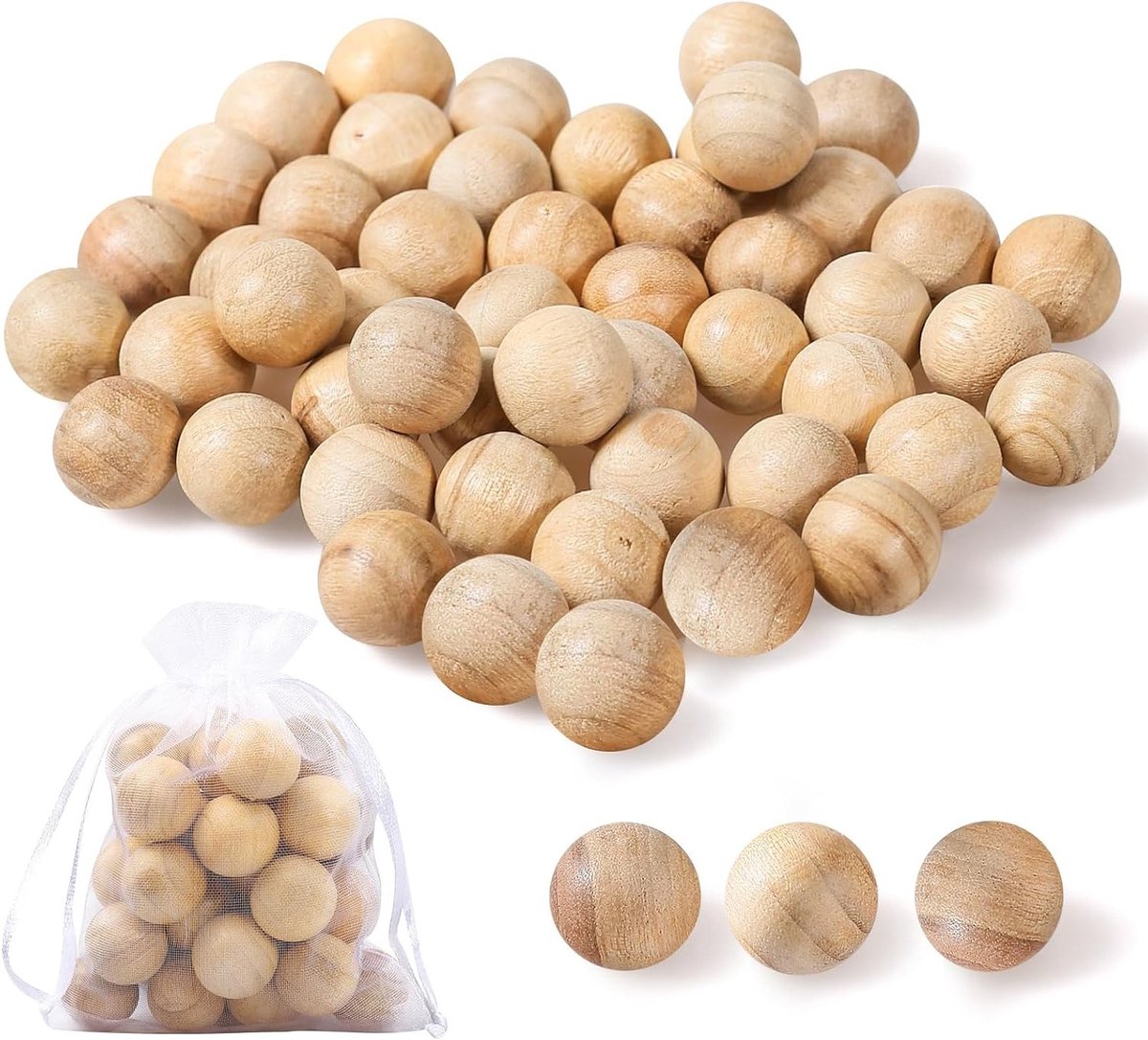 Pack van 50 Mottenballen met Cedar Hout Geur - Effectieve Mottenbestrijding voor Kleding en Kasten