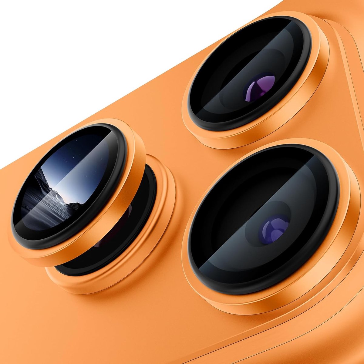 SnelShoppen - Camera Lens Protector voor iPhone 17 Pro/Pro Max - Convex HD Glas Aluminium Frame - Cosmic Orange - Bescherming tegen Krassen en Glans