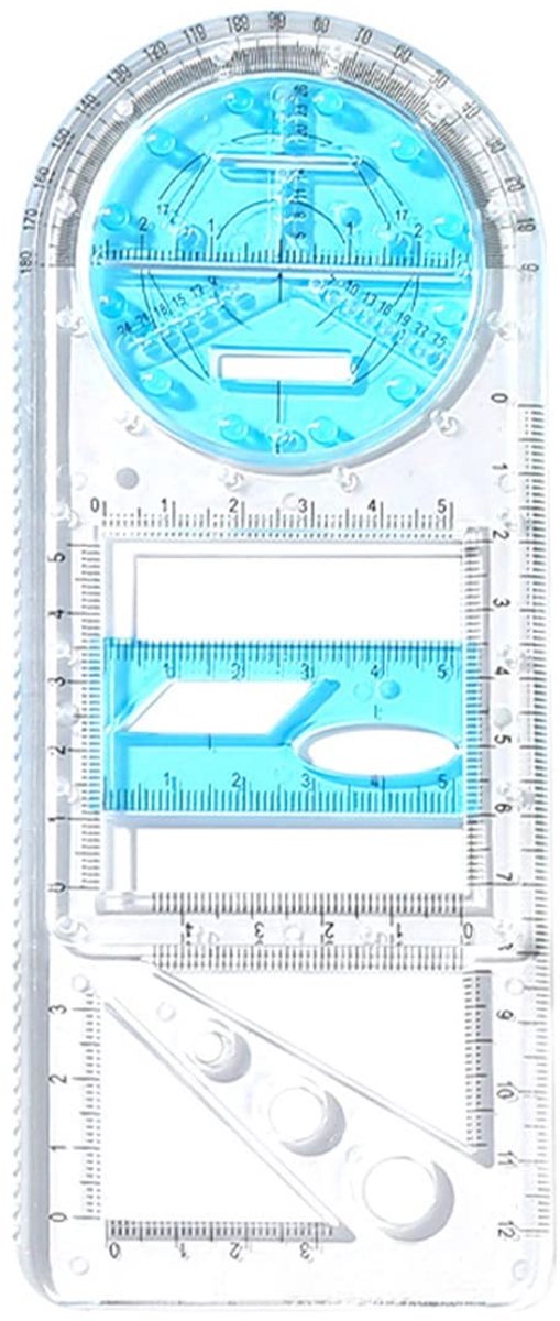 SnelShoppen - Multifunctionele Geometrische Liniaal voor Kinderen, Meetinstrumenten, Tekenmal, Duurzaam Plastic, Ideaal voor School en Ontwerpen