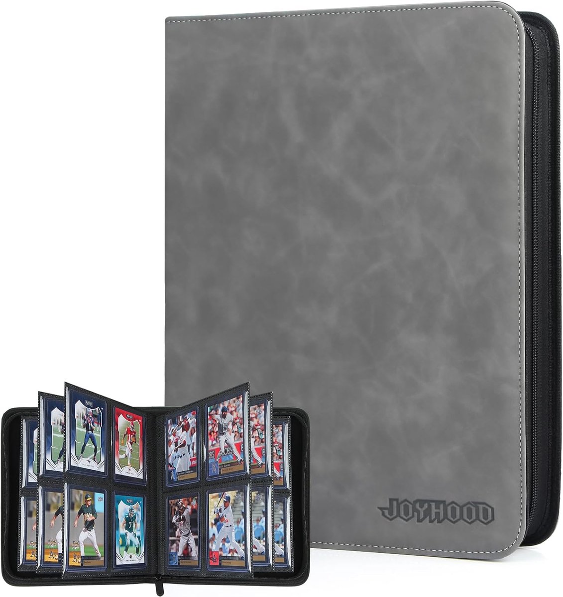 SnelShoppen - Top Loader Binder voor Trading Cards - 4 Slot Album met 112 Pockets - Sports Cards Opslag - Grijs - Waterdicht en Transparant