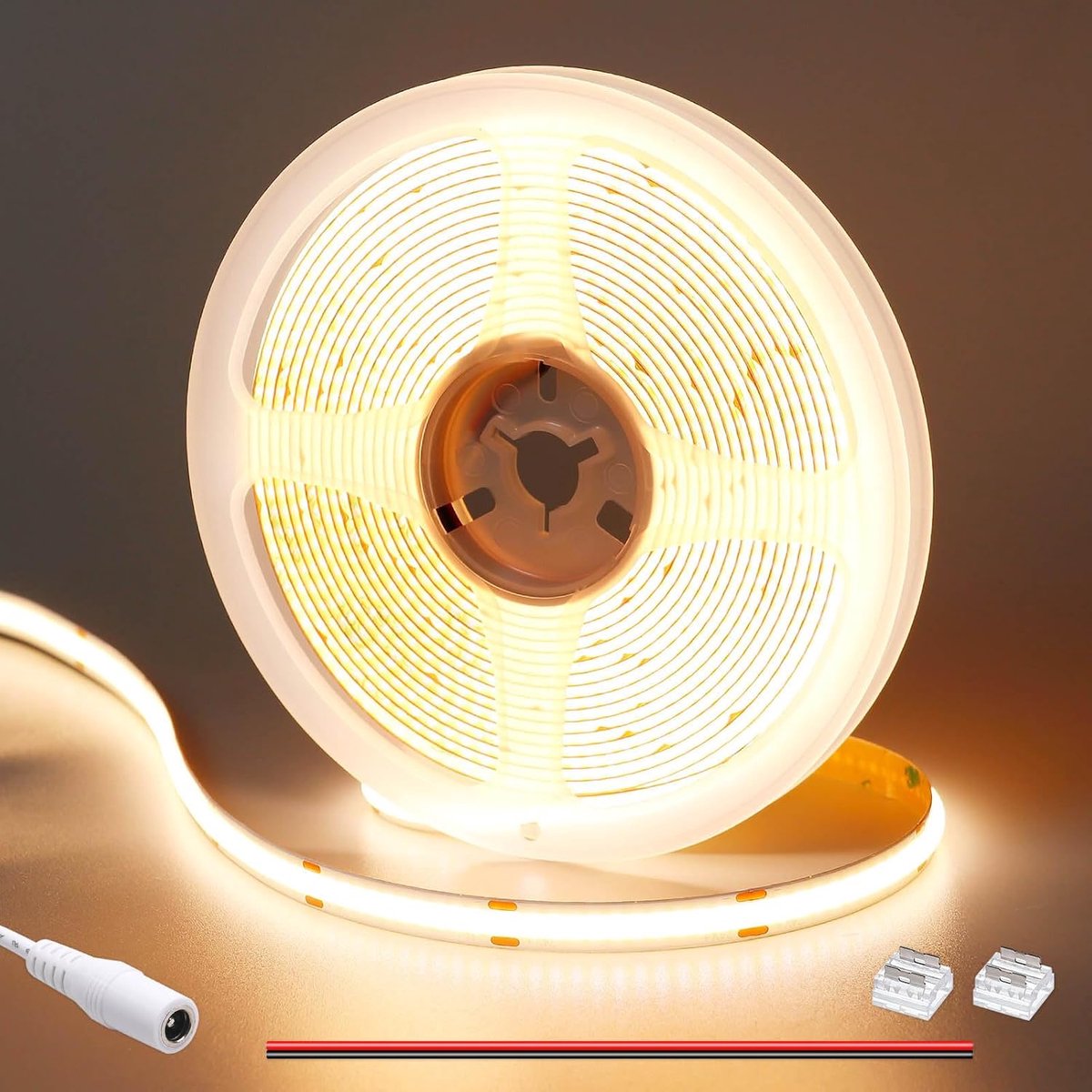 SnelShoppen - 24V COB LED Strip Warm White 3000K 5M 1560LEDs 11W/M CRI 93+ 4100lm Flexibel IP20 Zelfklevend LED Tape voor DIY Thuisdecoratie en Verlic