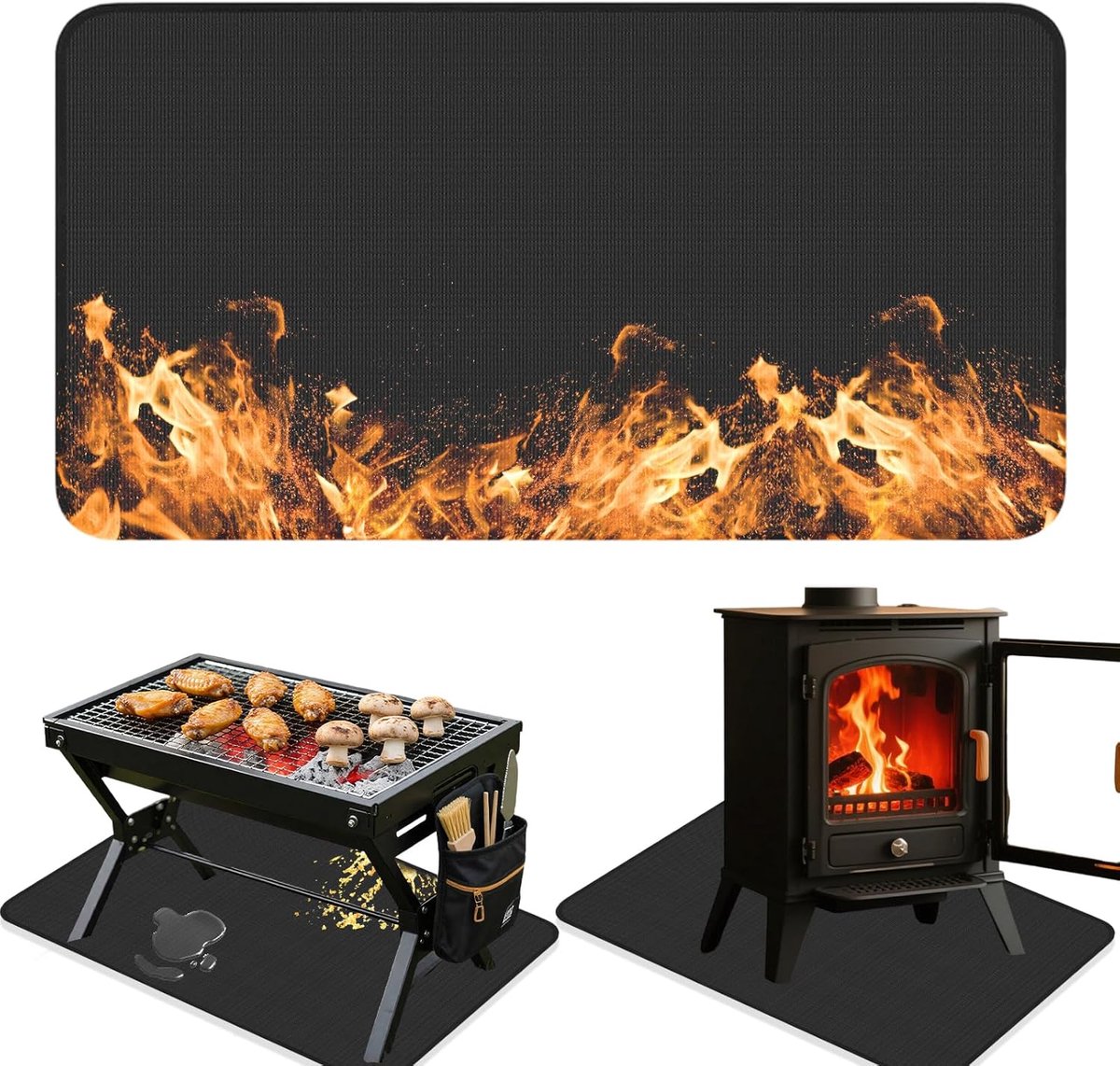 SnelShoppen - Fireproof Grill Mat - Dubbelzijdige Grillmat 1 mm x 127 cm x 97 cm - Hittebestendig, Waterdicht en Brandveilig - Geschikt voor Grillroos