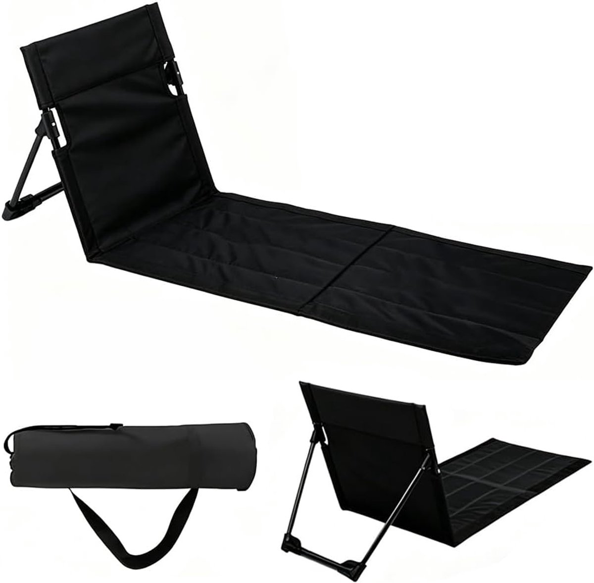 SnelShoppen - Opvouwbare Strandmat met Rugleuning, Lichtgewicht Oxford-weefsel, Draagtas, Perfect voor Camping, Strand, Tuin en Buitenactiviteiten