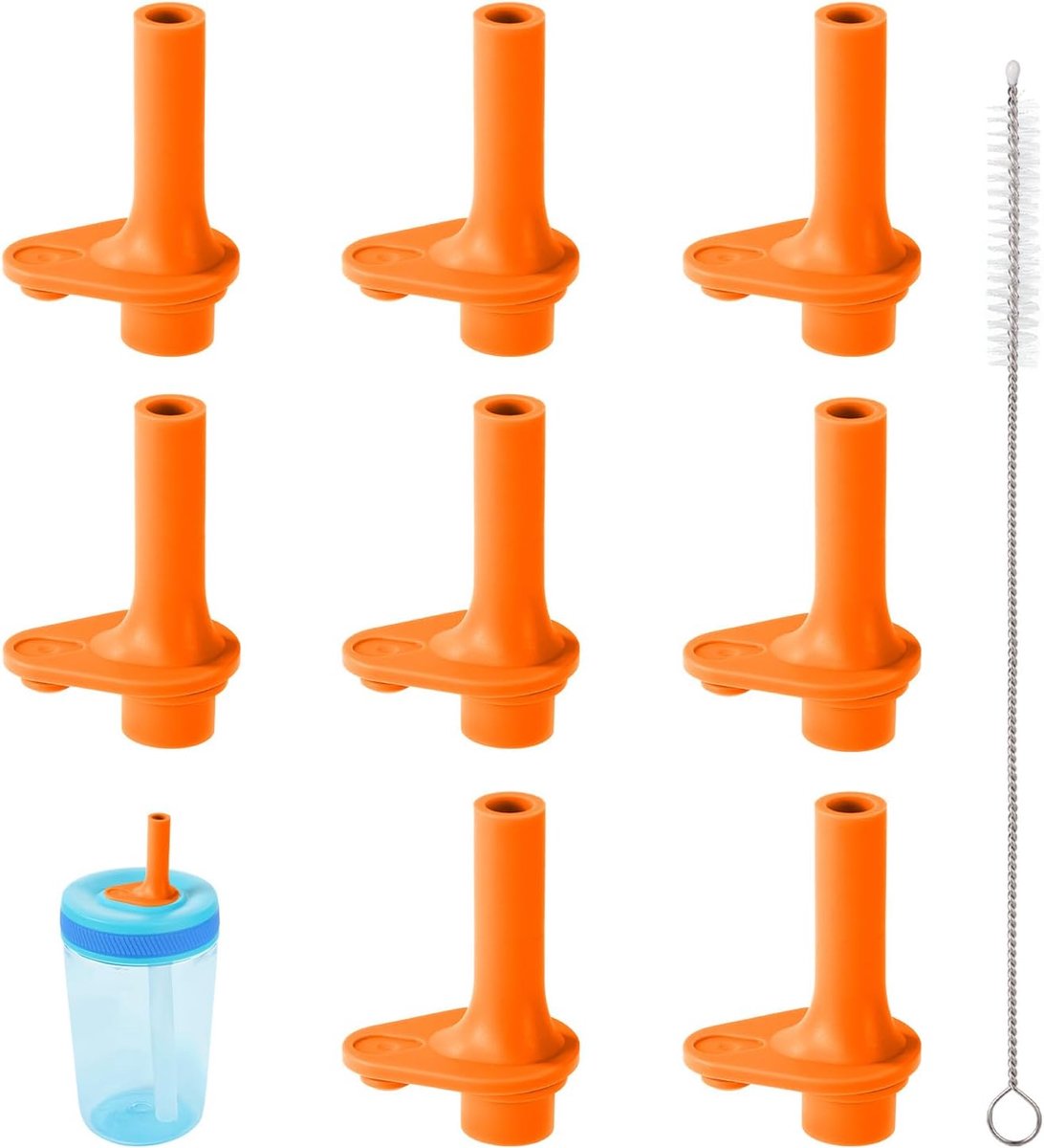 SnelShoppen - 8x Vervangende Bijtplaatjes voor Drinkzakken, BPA-vrije Siliconen Mondstukken met Reinigingsborstel voor Herbruikbare Rietjes, Perfect v