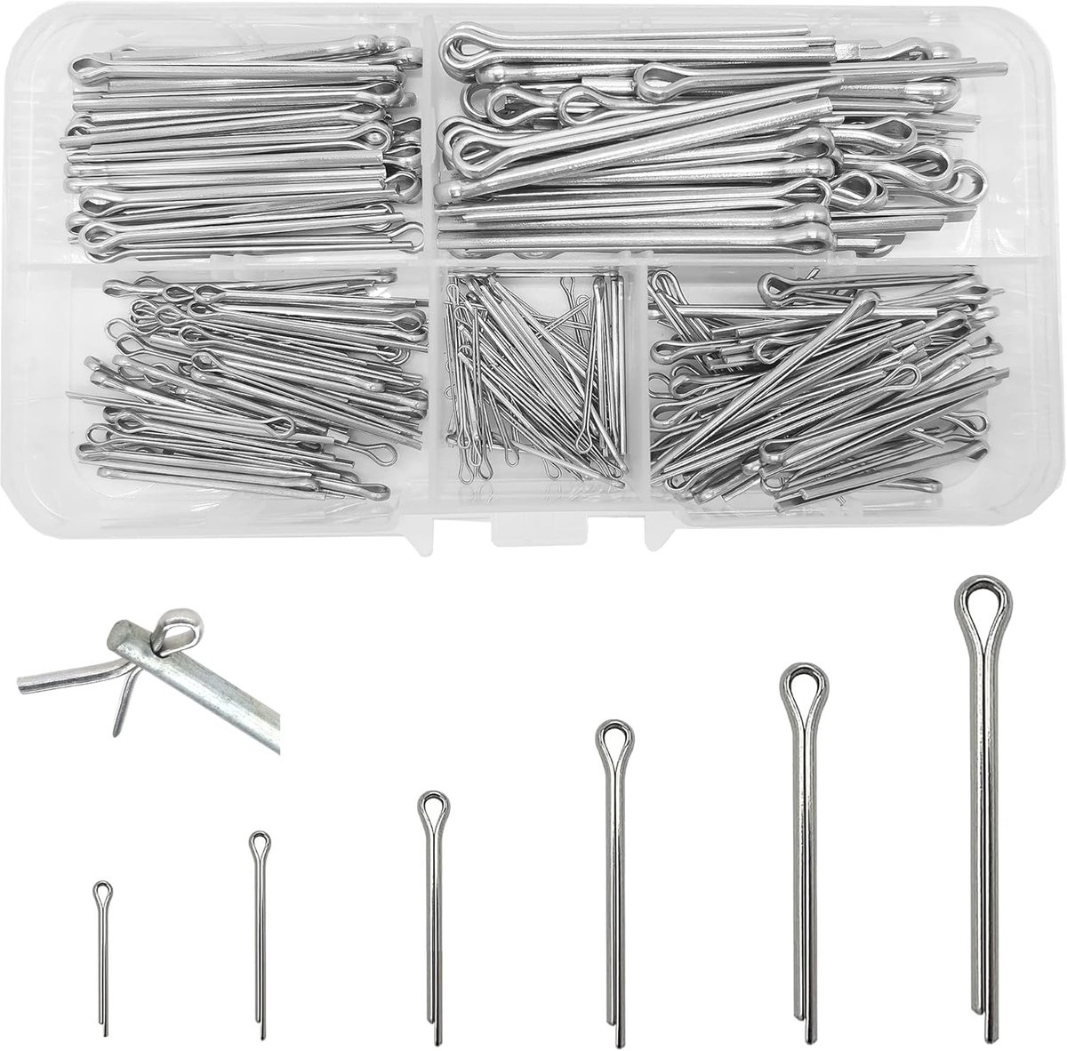 SnelShoppen - 220pcs RVS Splijtpen Set M4/M3/M2.5/M2/M1.5/M1 - Assortiment Klemmen, Clips, Sleutels - Hoogwaardige Roestvrijstalen Pinnen voor Auto, M