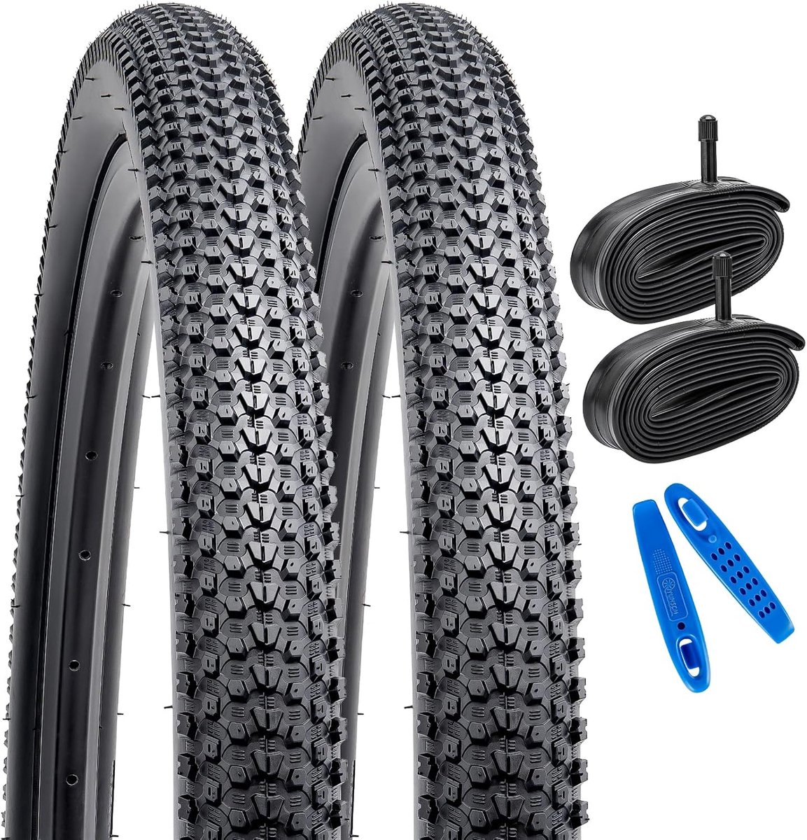 SnelShoppen - 2-PCS 24" Mountainbike Banden 24x2.10 met Zware Binnenband Schrader Ventiel - Duurzaam Rubber, Hoge Grip, Voor 24x2.0, 24x2.10, 24x2.125