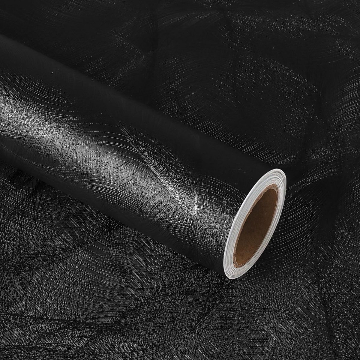 Zwarte Textuur Behang Zelfklevend 40cm x 300cm Matte Patroon voor Wanden en Meubels, Perfect voor Slaapkamer en Woonkamer, Vinyl Film voor Eenvoudige Decoratie
