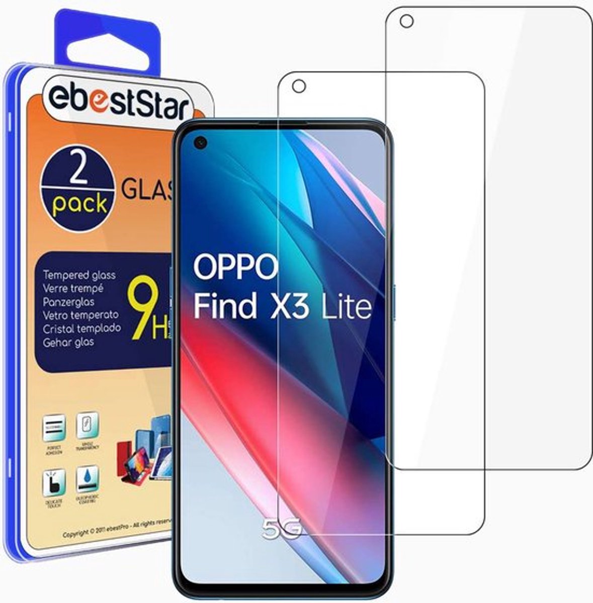 ebestStar - {2 Stuks} Gehard glas geschikt voor Oppo Find X3 Lite, Screen Protector Cover, Schermbeschermer Tempered Glass