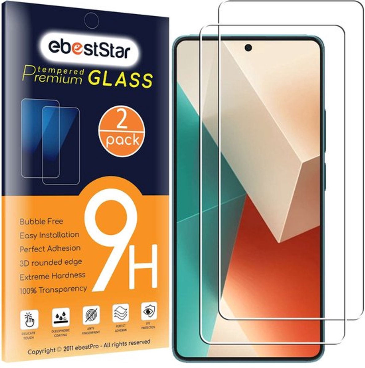 ebestStar - {2 Stuks} Gehard glas geschikt voor Xiaomi Redmi Note 13 5G, Screen Protector Cover, Schermbeschermer Tempered Glass
