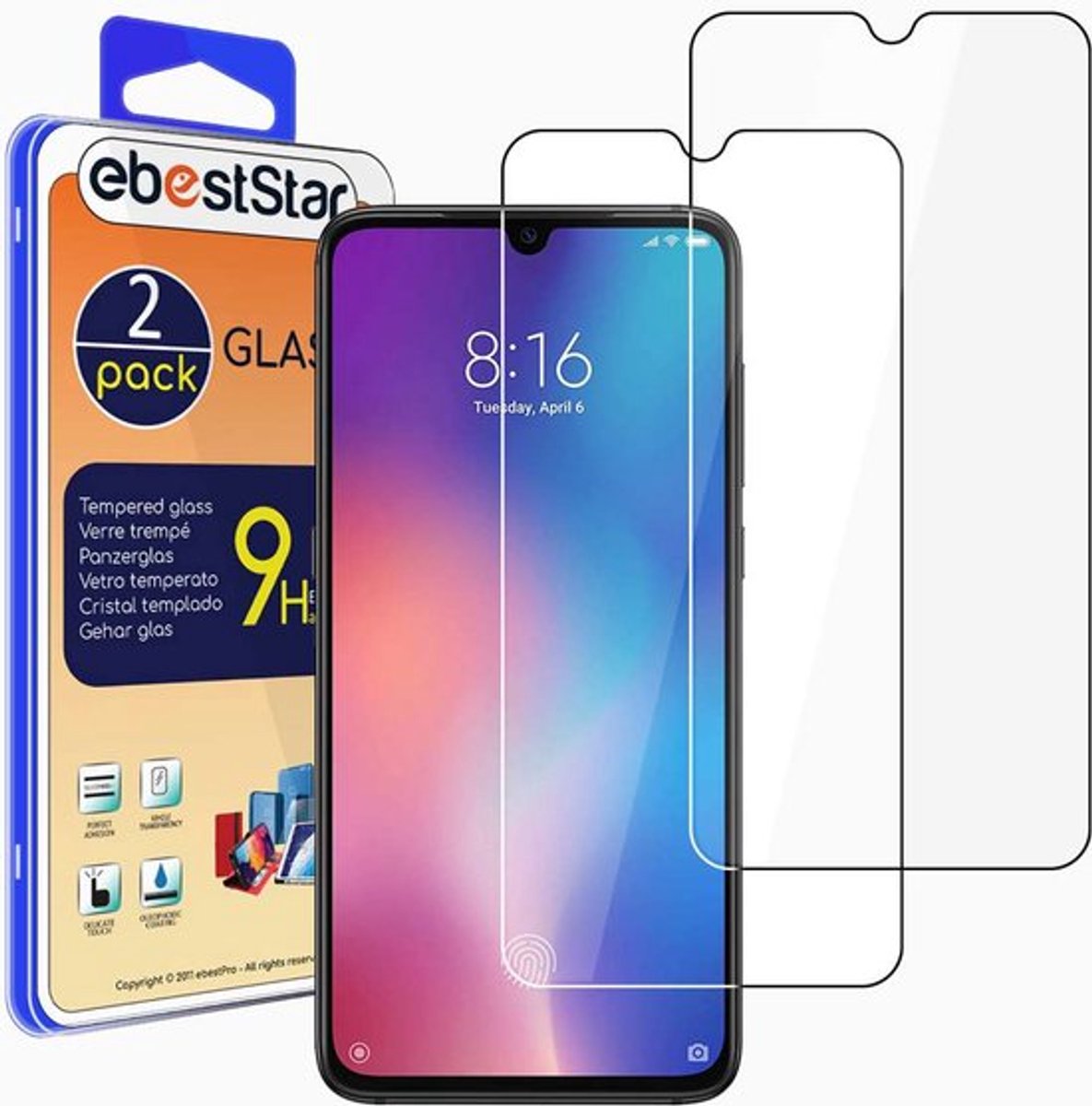 ebestStar - {2 Stuks} Gehard glas geschikt voor Xiaomi Mi 9, Screen Protector Cover, Schermbeschermer Tempered Glass