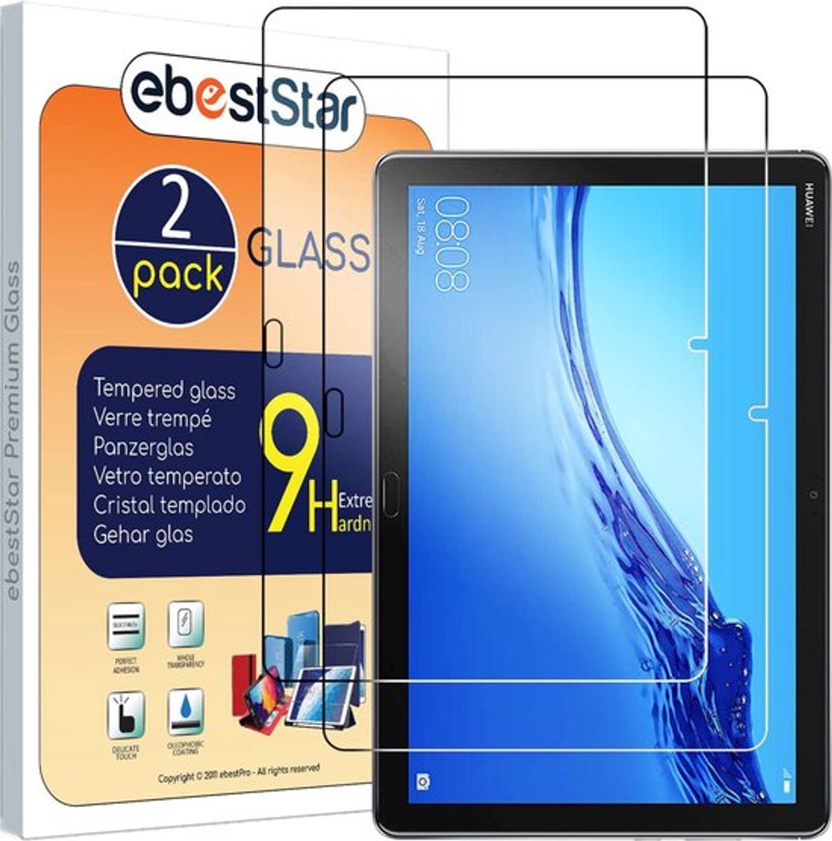 ebestStar - {2 Stuks} Gehard glas geschikt voor Huawei MediaPad T5 10.1, Screen Protector Cover, Schermbeschermer Tempered Glass