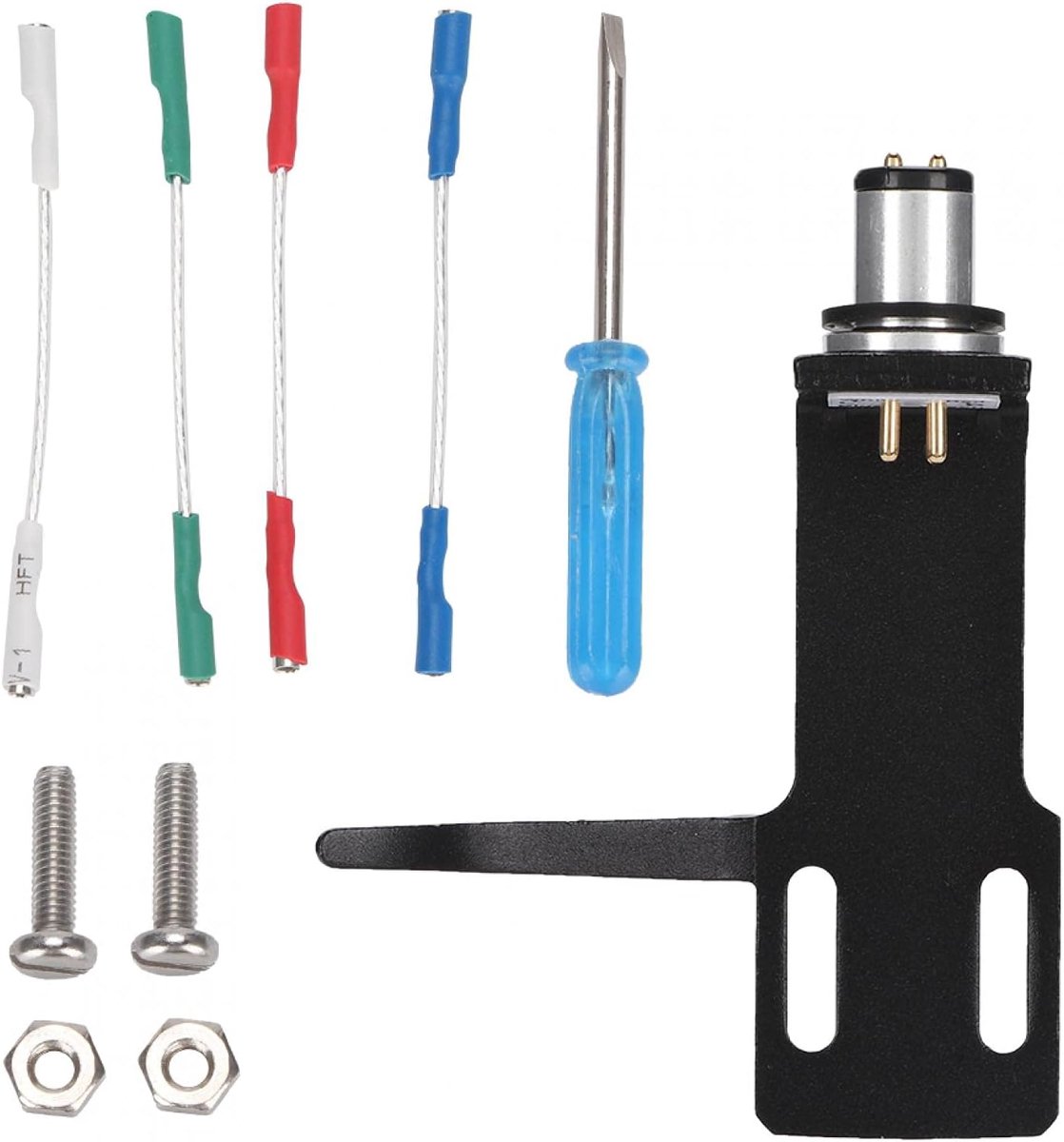 SnelShoppen - Tiiyee Platenspeler Naald 6.3 cm Aluminium Legering met 4 Kabels, Vervangbare Stylus Naalden voor Telefoon Grappers, Zwart voor Duidelij