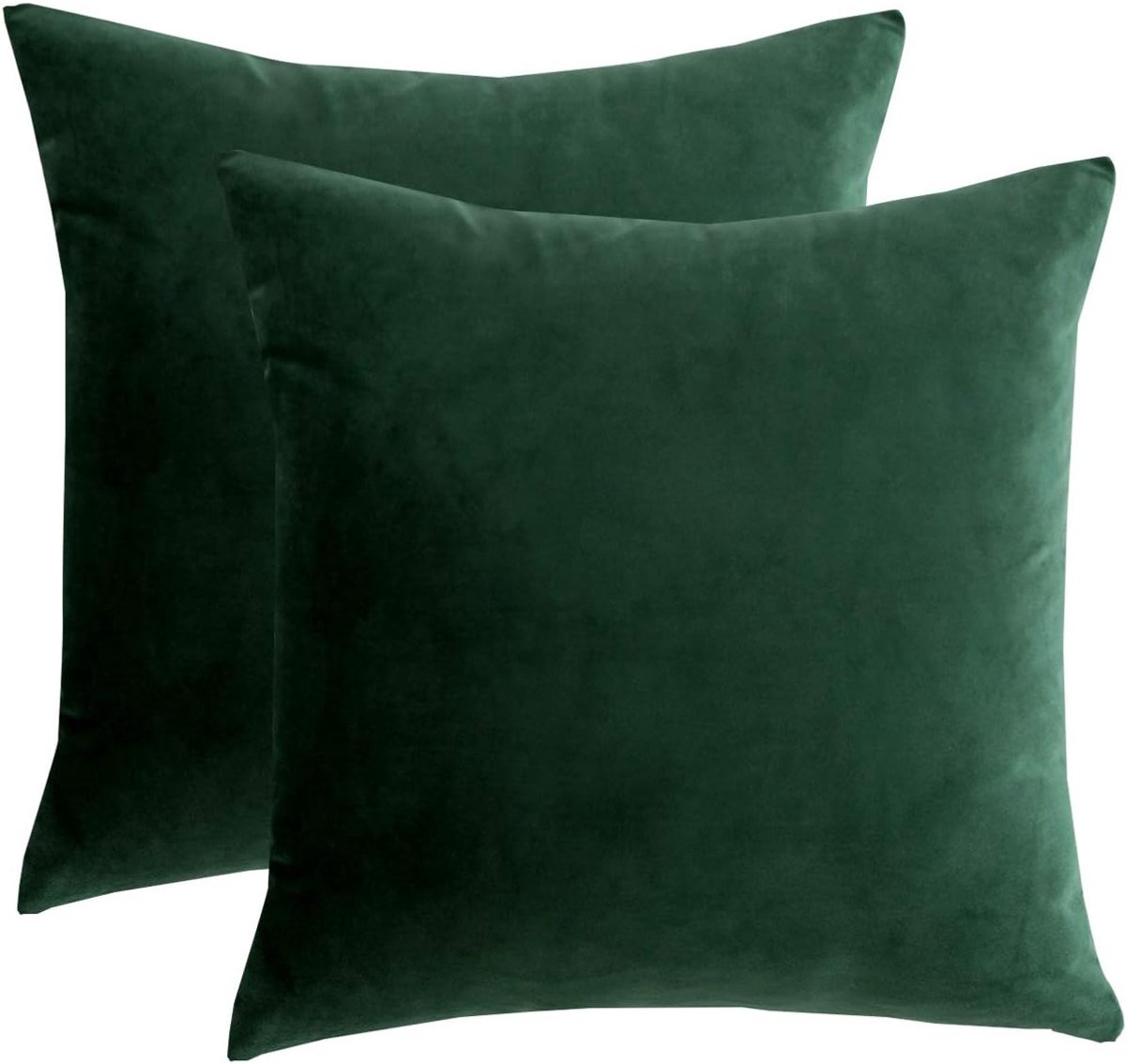 Zachte donkergroene fluwelen kussenhoezen 45 x 45 cm - Set van 2
