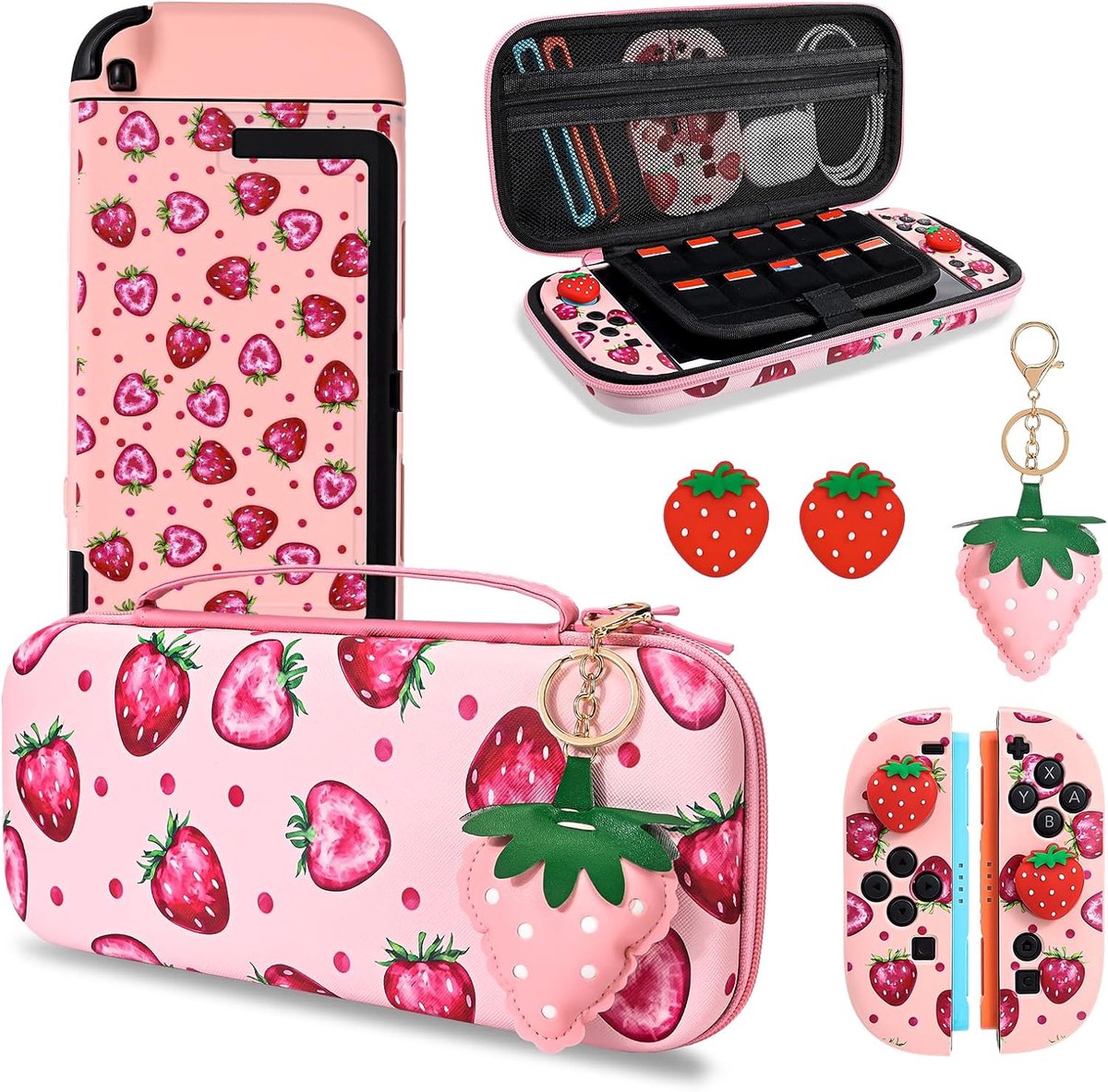 SnelShoppen - DLseego Draagtas voor Switch 2 - Roze Reistas voor Games en Accessoires, Inclusief Dockbare Beschermcase, 2 Thumb Grips en 1 Charm, Aard