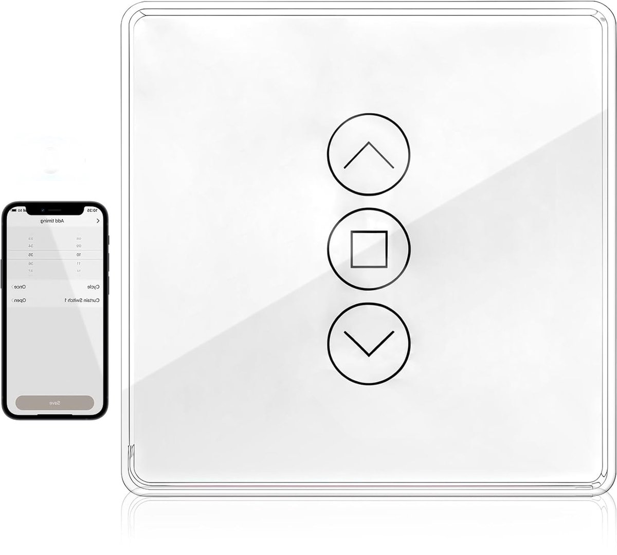 SnelShoppen - Smart WiFi Shutter Switch met Timer en Stemcontrole, Flush-Mounted, Compatibel met Alexa en Google Home, Wit, Voor Slimme Huizen
