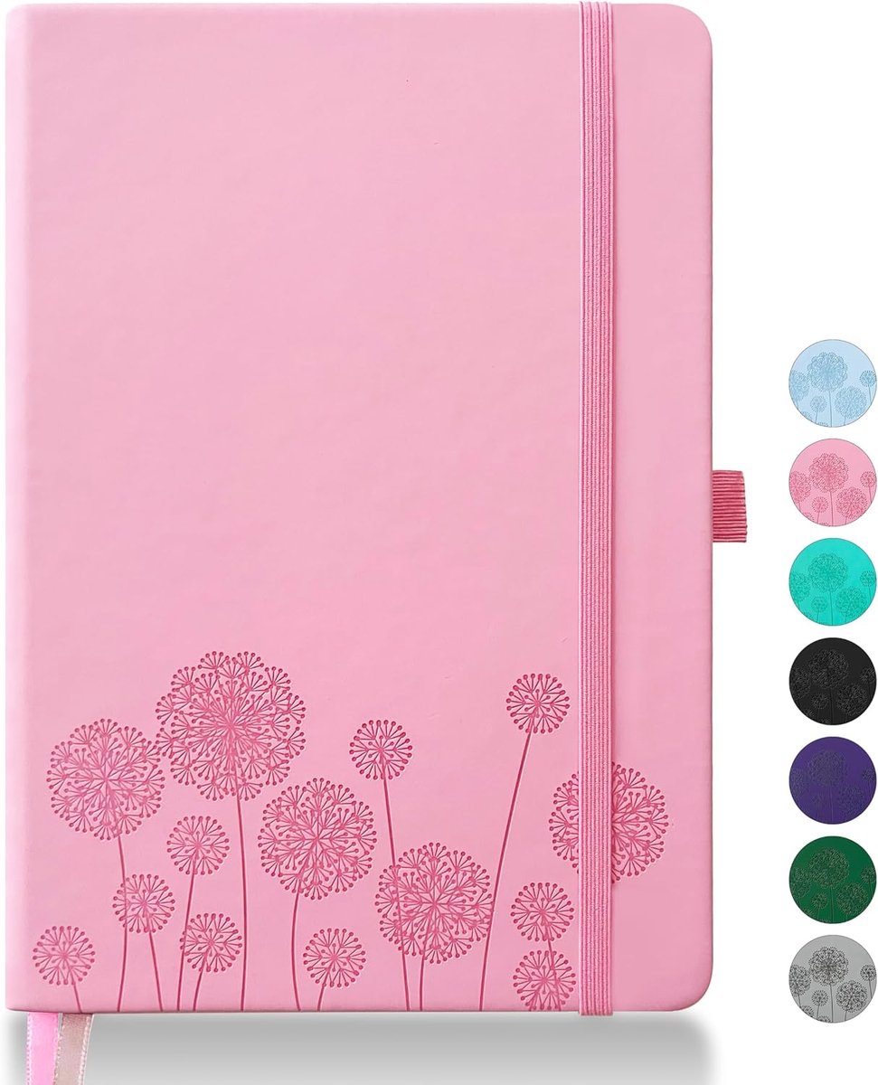SnelShoppen - A5 Notitieboek Agenda voor Vrouwen - Leer Journal met 200 Pagina's - Reisdagboek met Penhouder en Pagina Marker - 5.78"×8.34" (Roze) voo