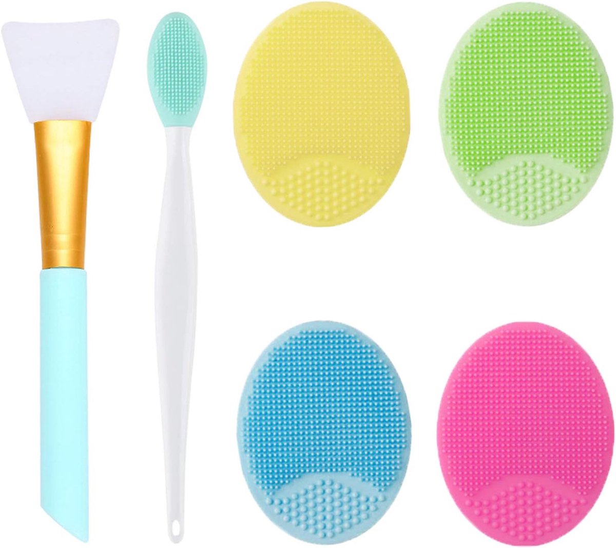 Thijox - 6 Stuks Siliconen Gezichtsscrubber Kit - Handmatige Gezichtsreinigingsborstel, Exfoliërende Lippenborstel, Gezichtsmasker Borstel voor Huidve