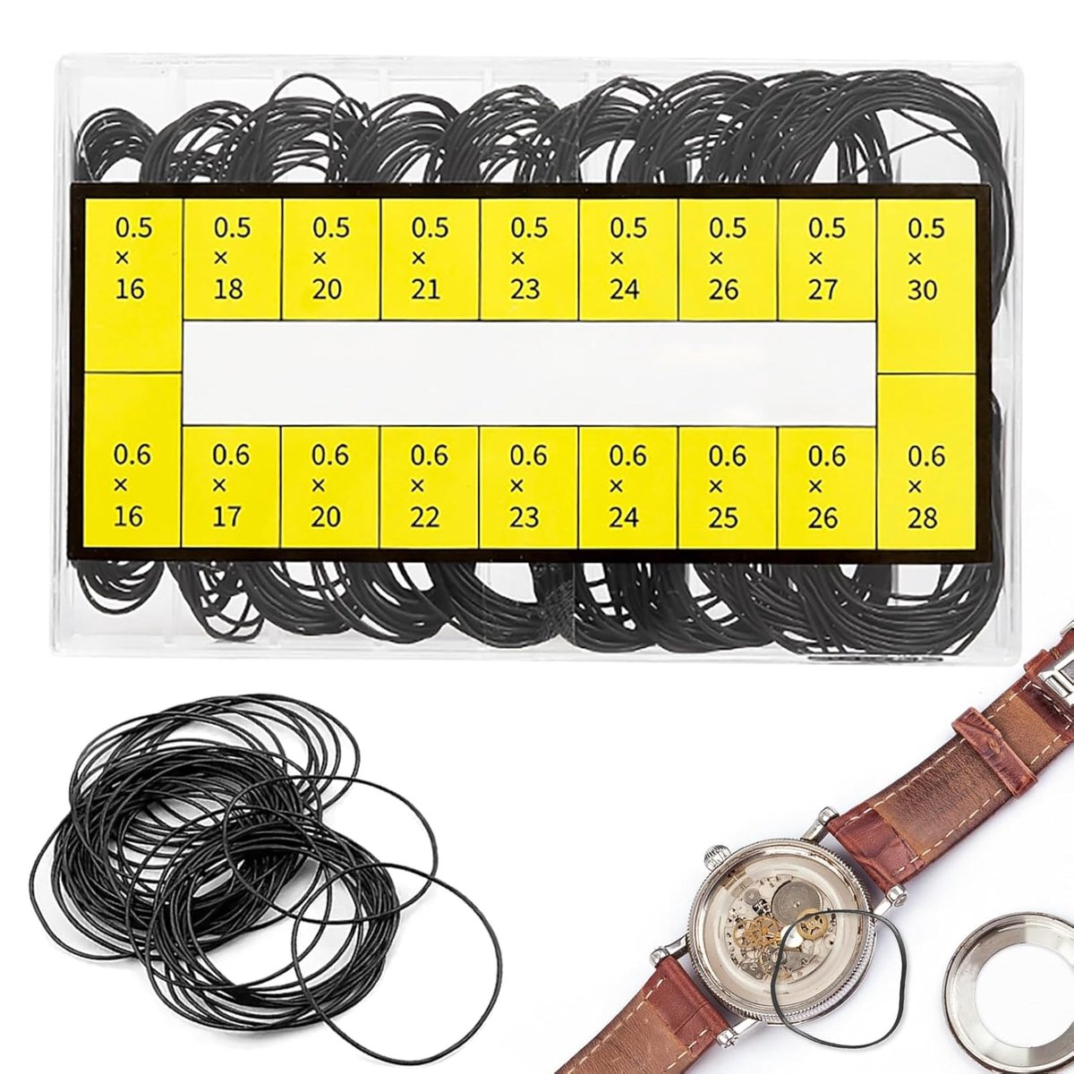 SnelShoppen - 200pcs O-Ring Set voor Horloge Reparatie, 16-3mm Waterdichte Rubber Seals, Ideaal voor Watchmakers, Professionele Horloge Onderhoud Kit
