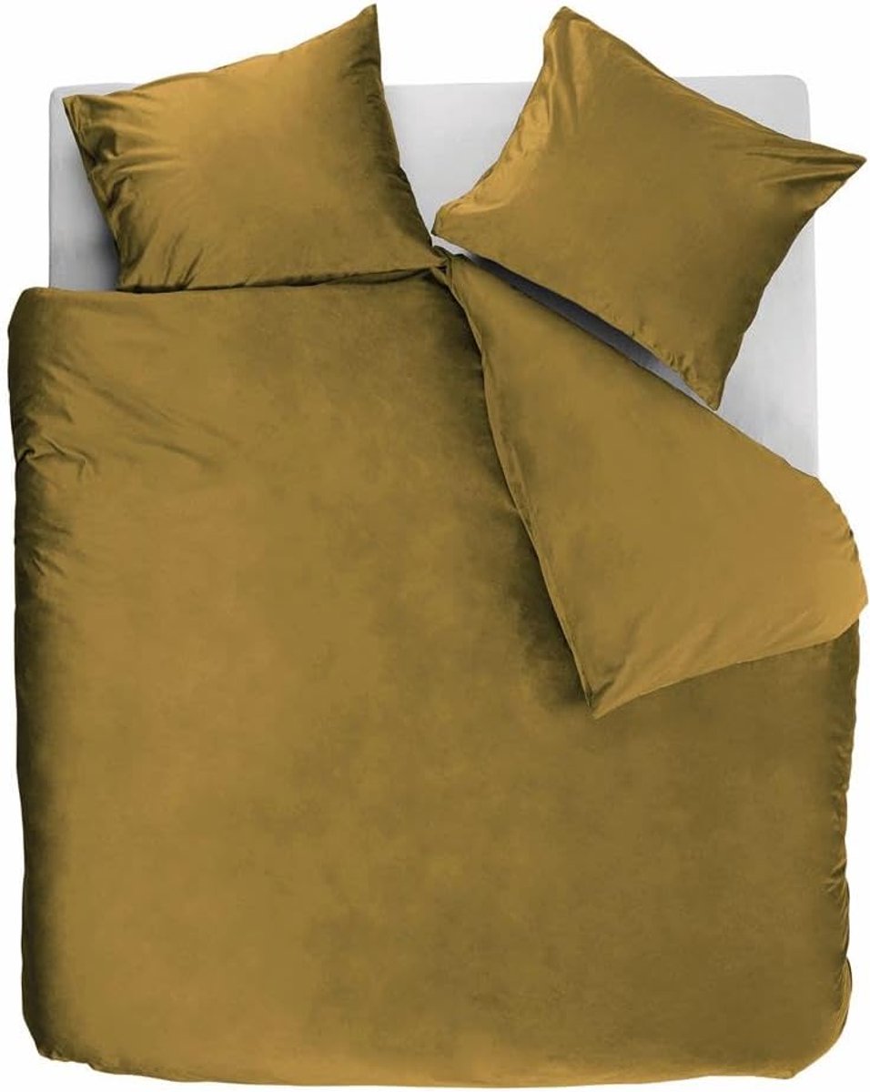 SnelShoppen - Luxe Velvet Dekbedovertrek 200 x 200/220 cm - Goud - Hoogwaardige Kwaliteit - Perfect voor Slaapkamer en Feestelijkheden